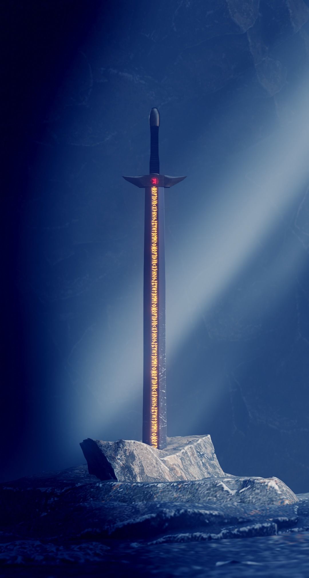 Sword in the stone in cave scene  with FX and simple animation 3D model_6