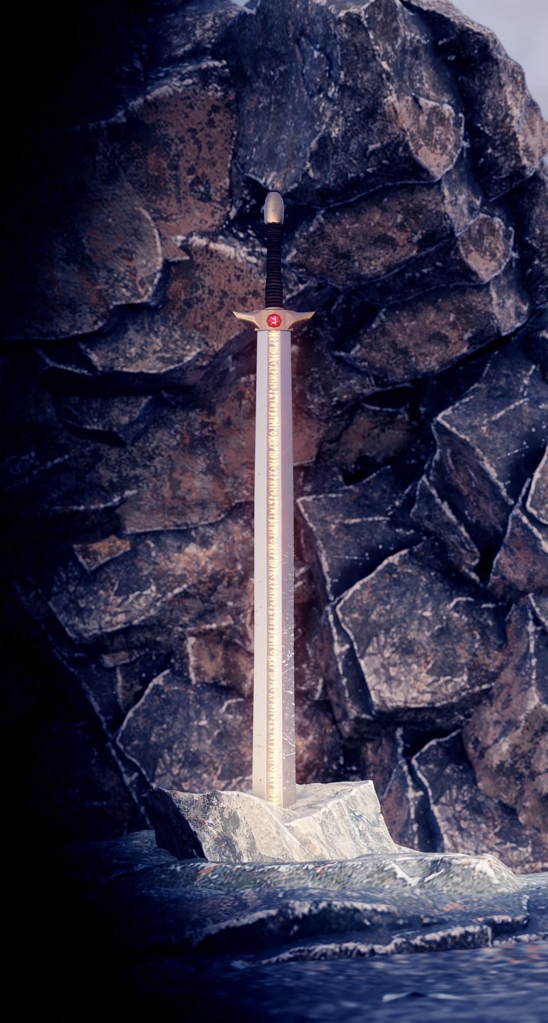 Sword in the stone in cave scene  with FX and simple animation 3D model_4