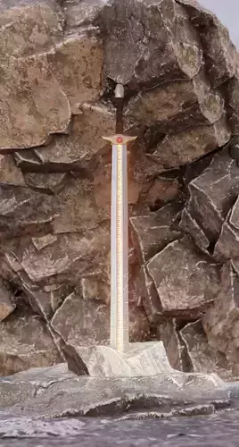 Sword in the stone in cave scene  with FX and simple animation 3D model