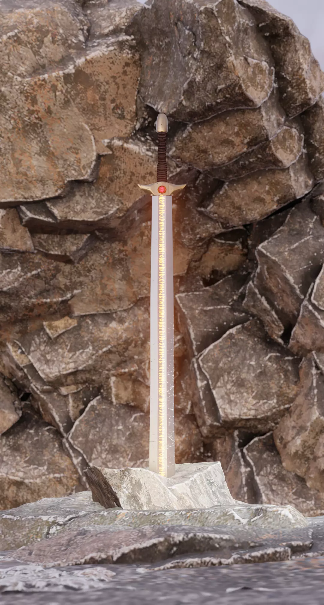 Sword in the stone in cave scene  with FX and simple animation 3D model_0