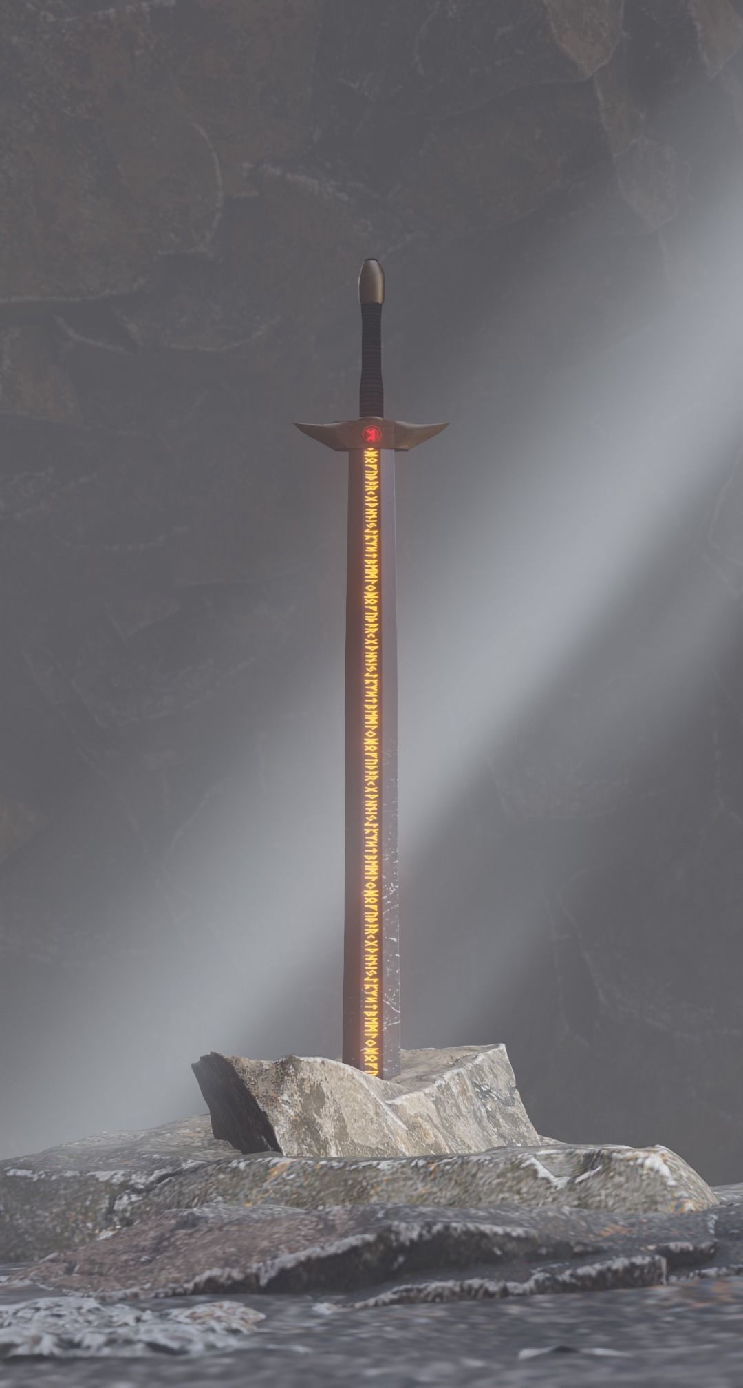 Sword in the stone in cave scene  with FX and simple animation 3D model_8