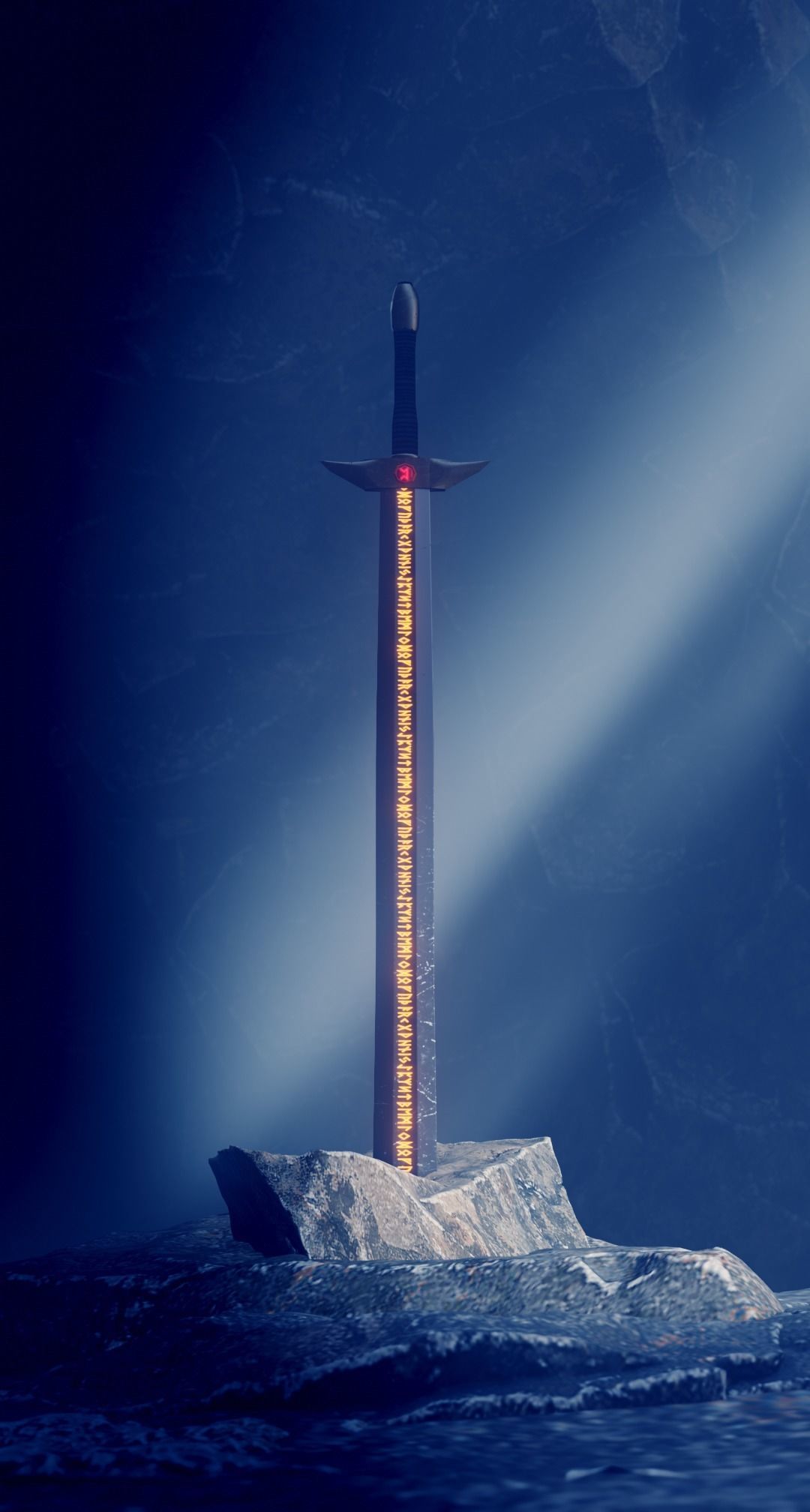 Sword in the stone in cave scene  with FX and simple animation 3D model_5