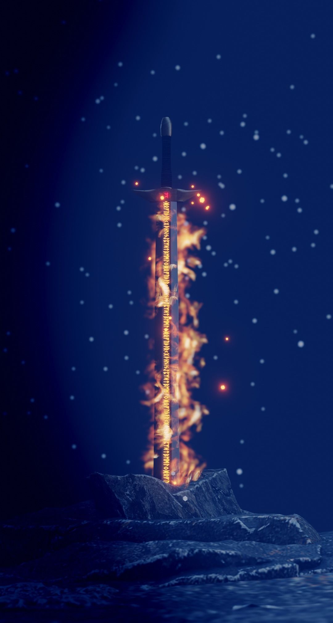 Sword in the stone in cave scene  with FX and simple animation 3D model_3