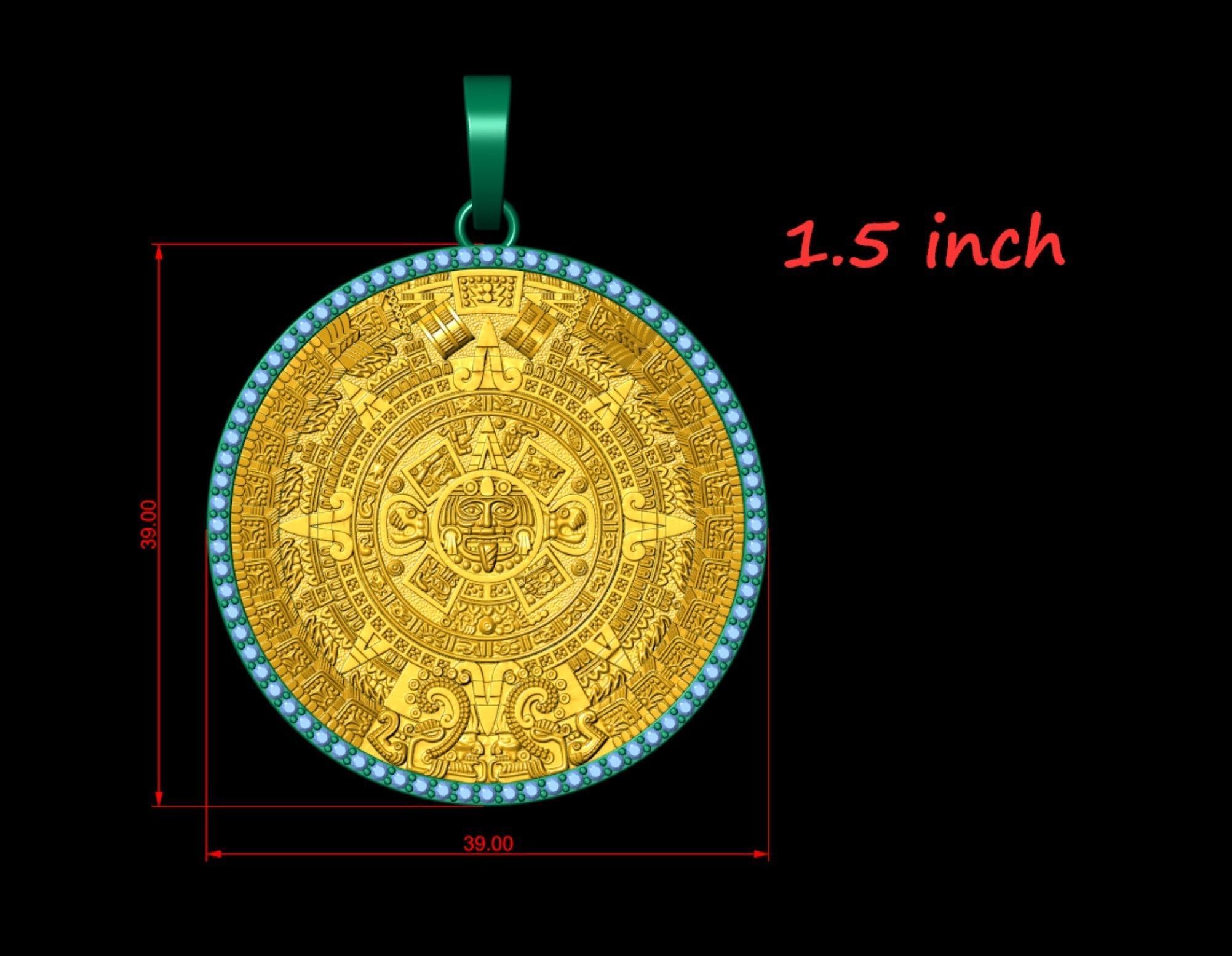 Mayan Calendar 1 and half inch Diamond Pendant  3D print model_2