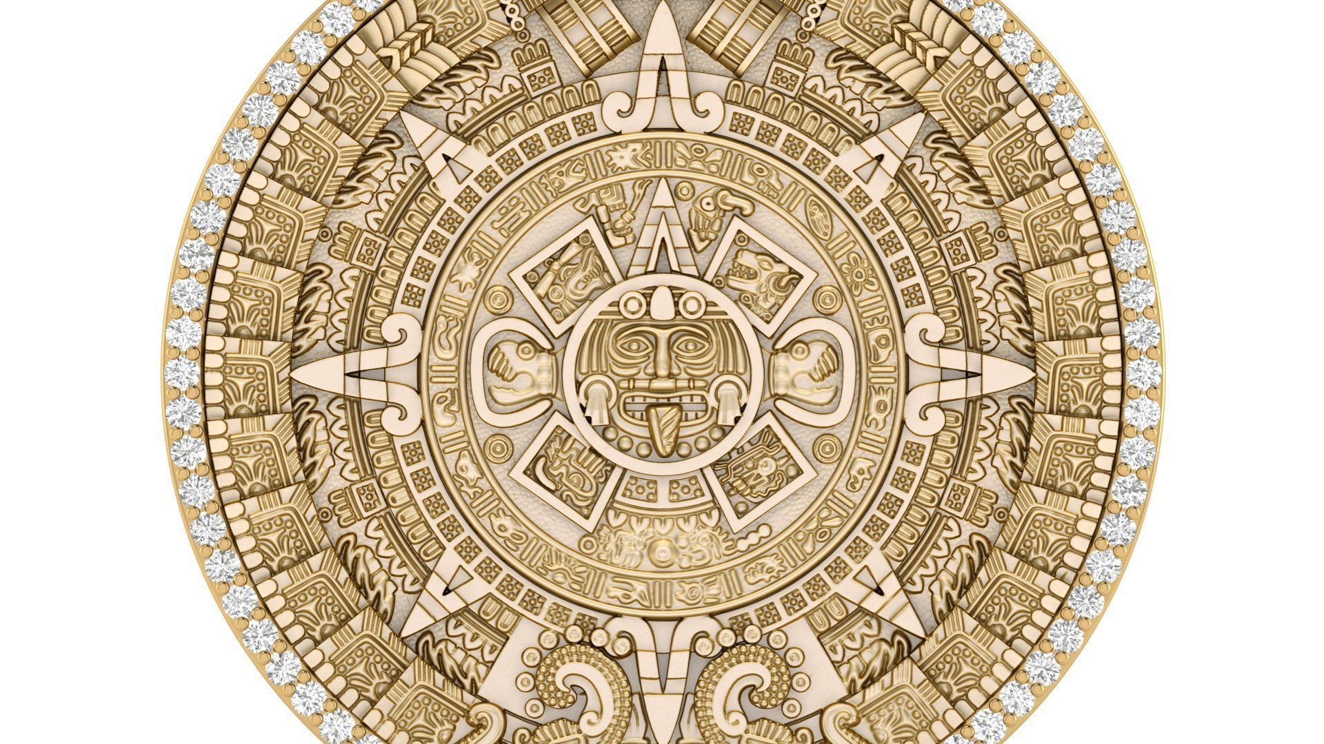 Mayan Calendar 1 and half inch Diamond Pendant  3D print model_1