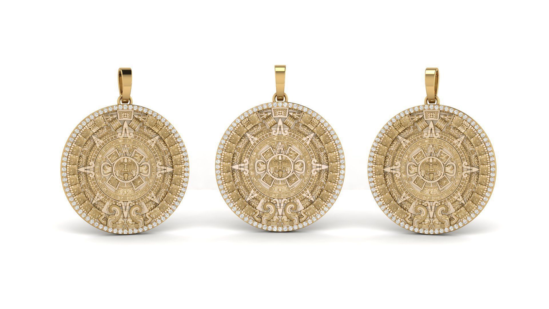 Mayan Calendar 1 and half inch Diamond Pendant  3D print model_8