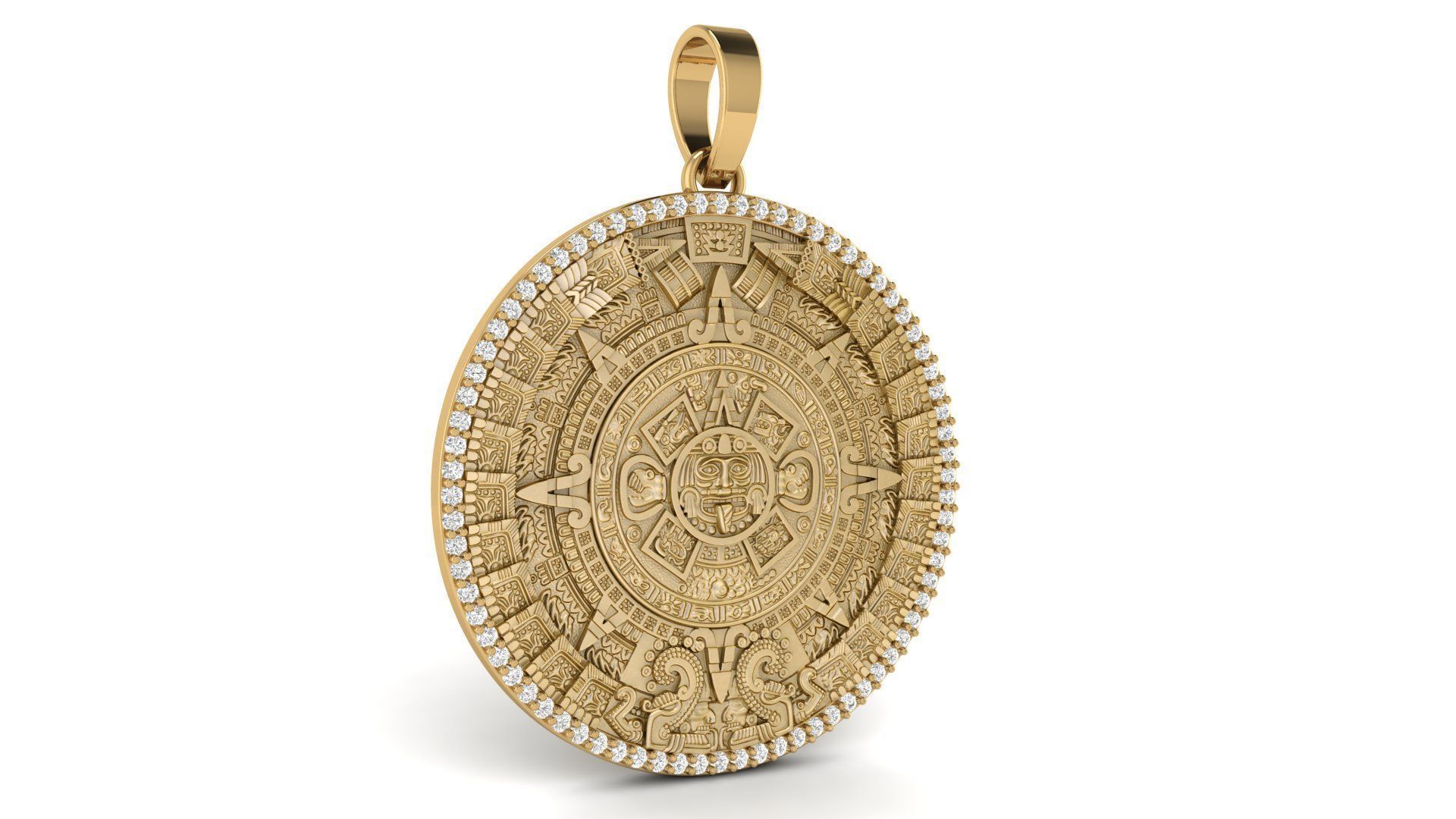 Mayan Calendar 1 and half inch Diamond Pendant  3D print model_6