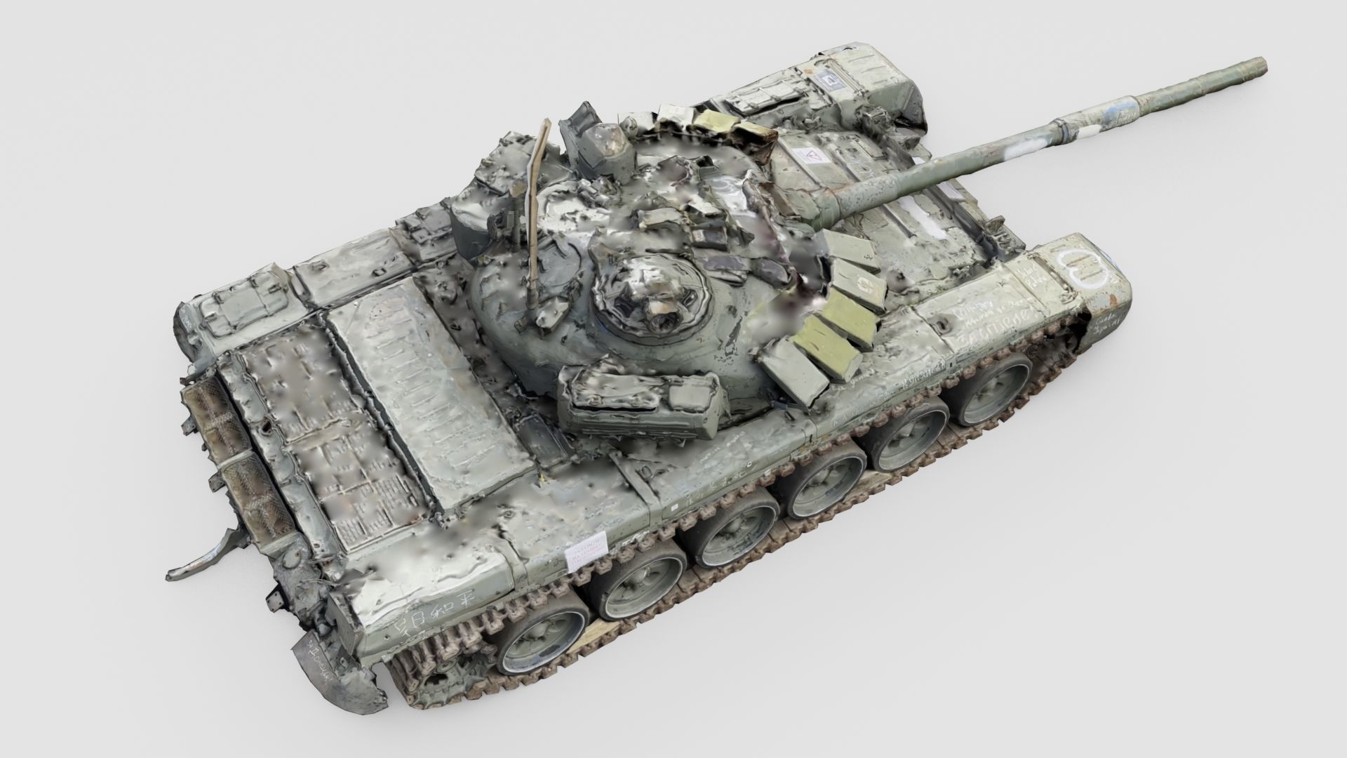 Russian T-90 tank destroyed by Ukrainian army 3D model_2