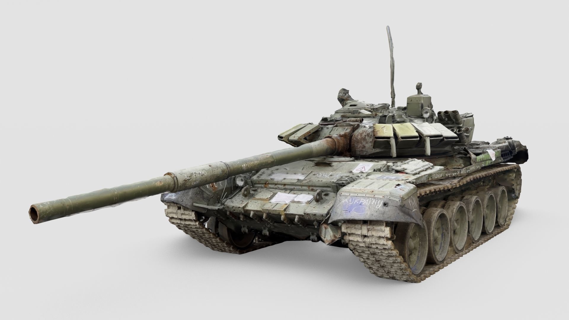 Russian T-90 tank destroyed by Ukrainian army 3D model_4