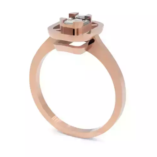 Square Cut Architectural Diamond Ring 3D Model for Printing