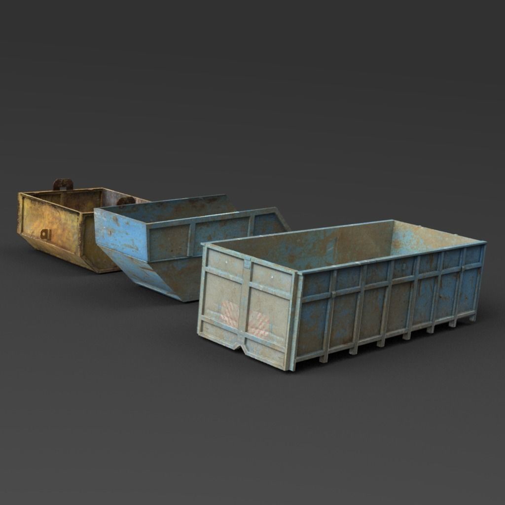 Trash containers Low-poly 3D model_4