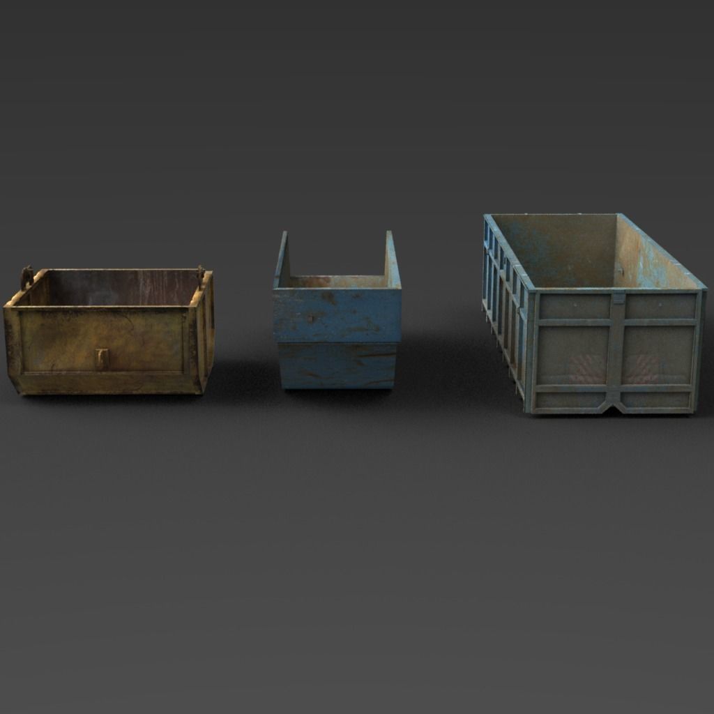 Trash containers Low-poly 3D model_3