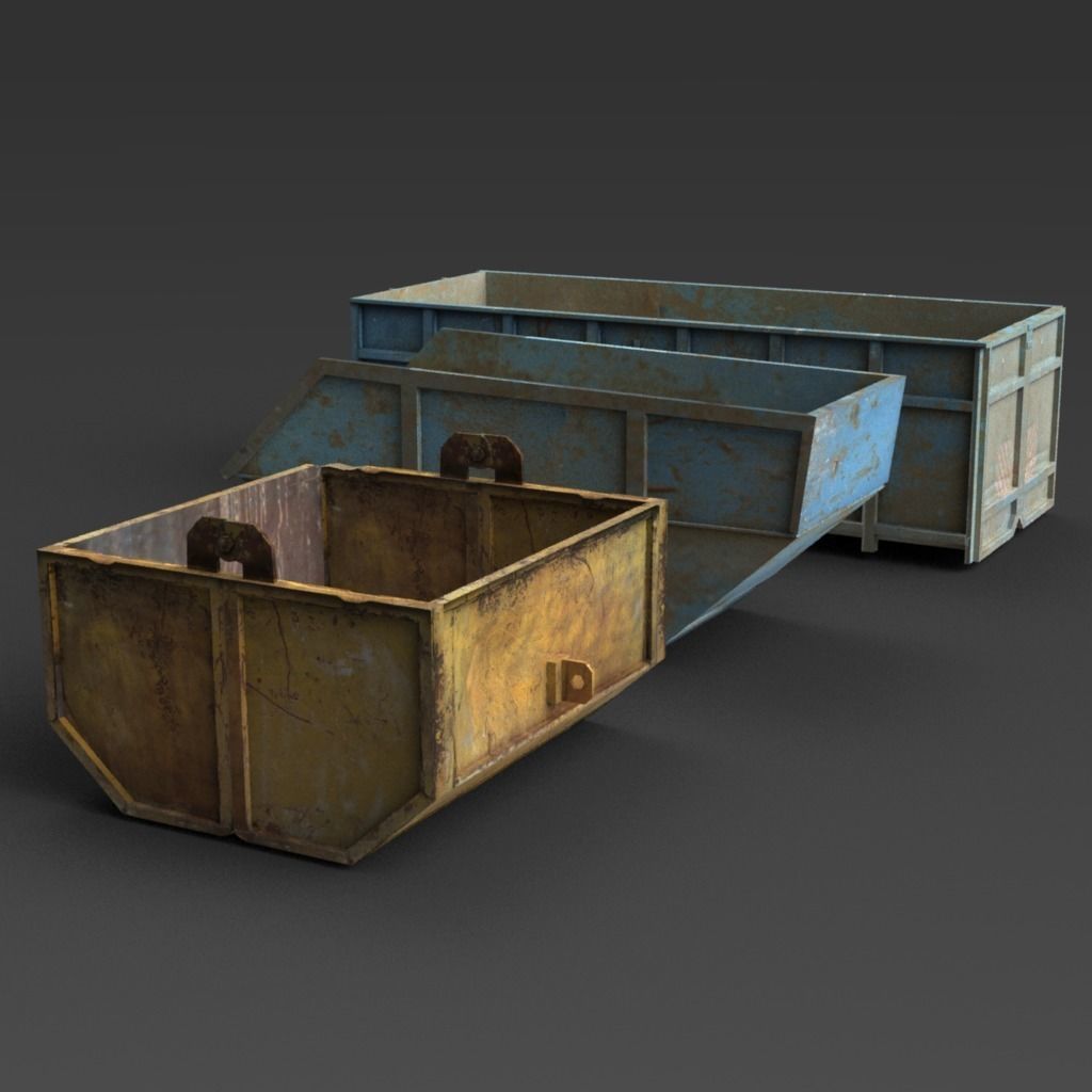 Trash containers Low-poly 3D model_2