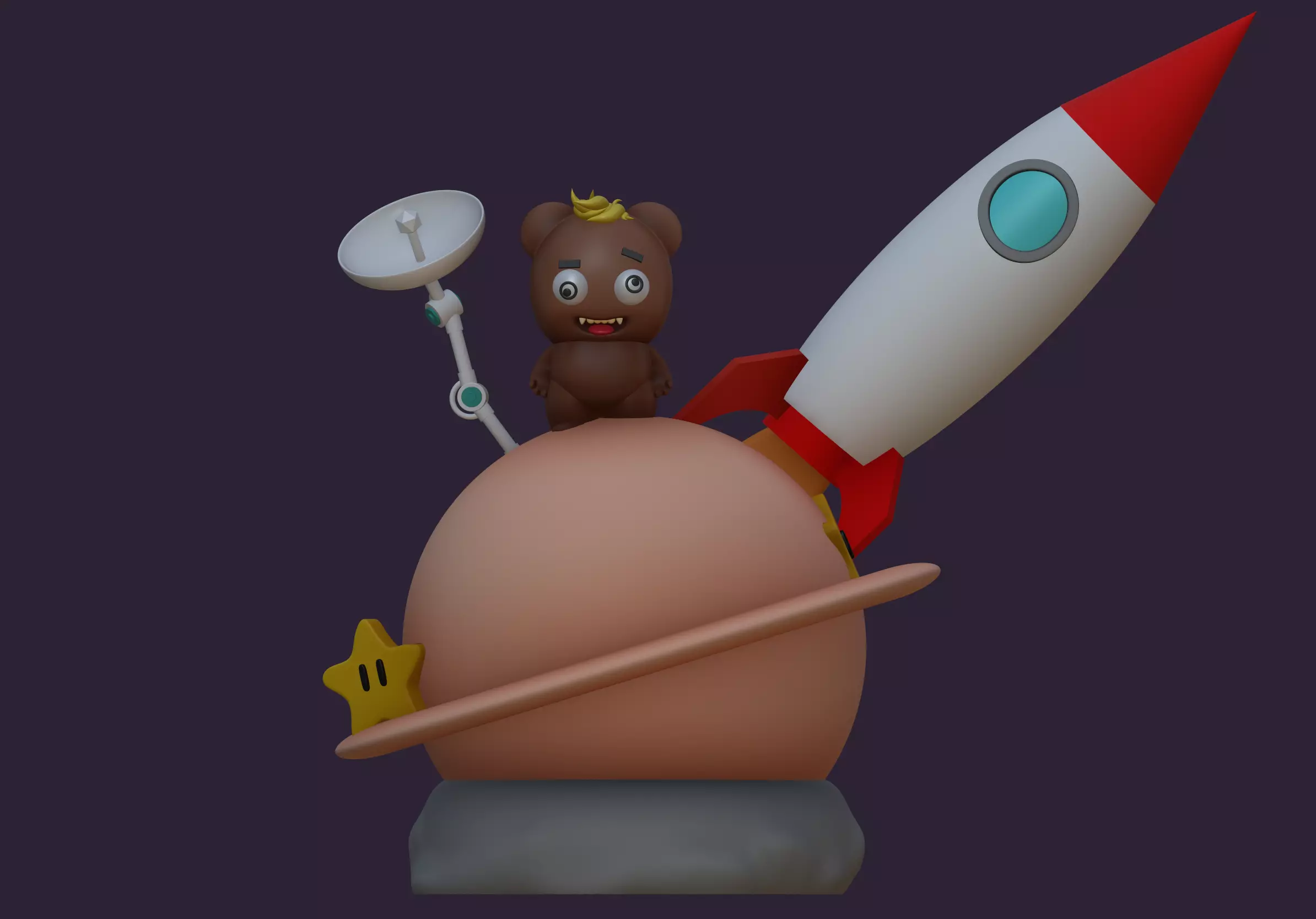 Astronaut teddy bear 3D print model_0