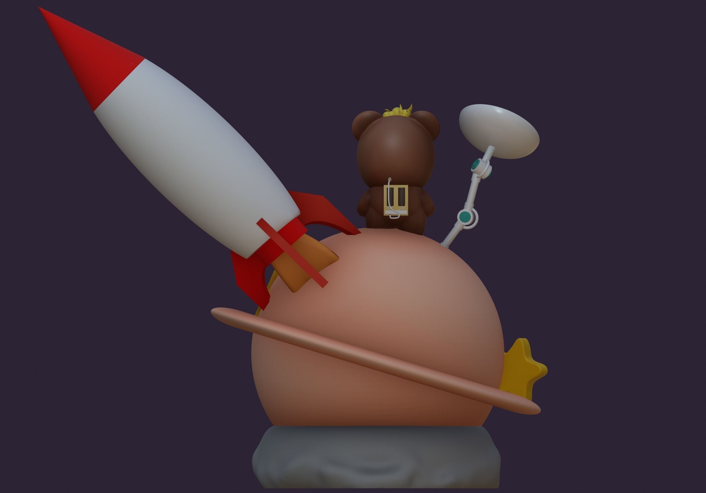 Astronaut teddy bear 3D print model_2