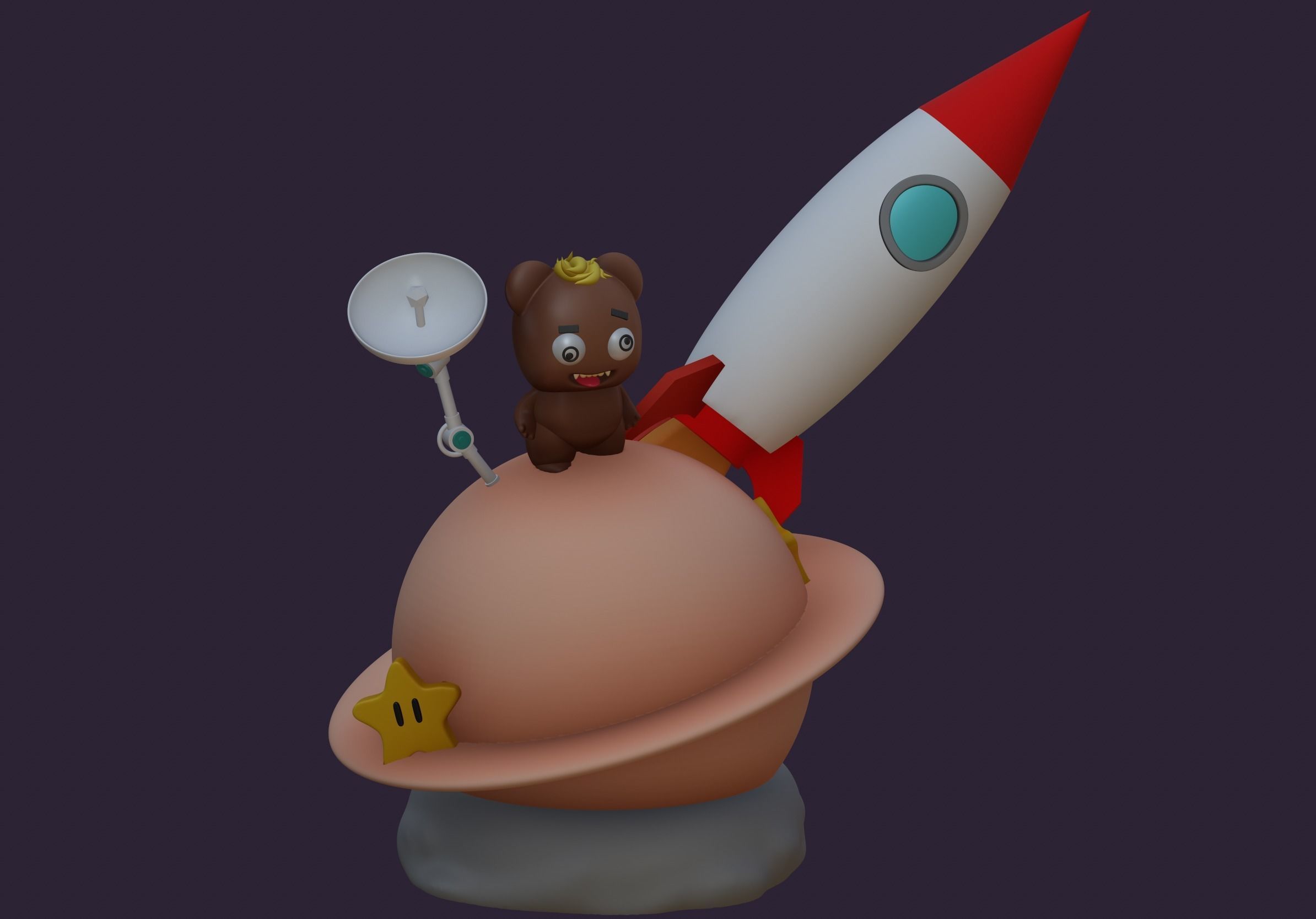 Astronaut teddy bear 3D print model_4