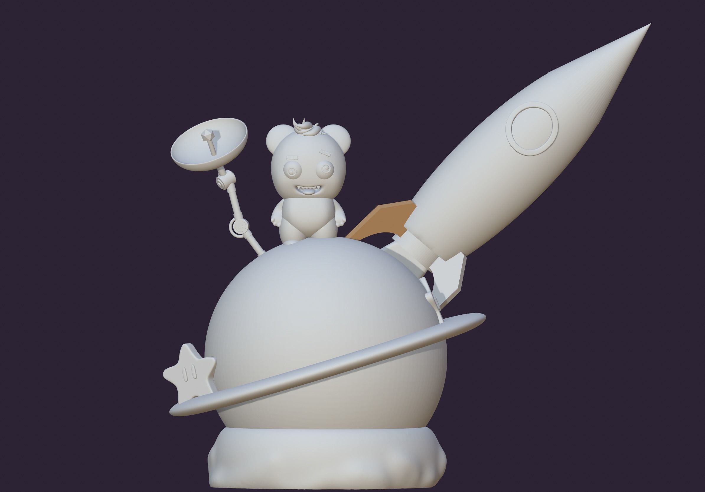 Astronaut teddy bear 3D print model_5