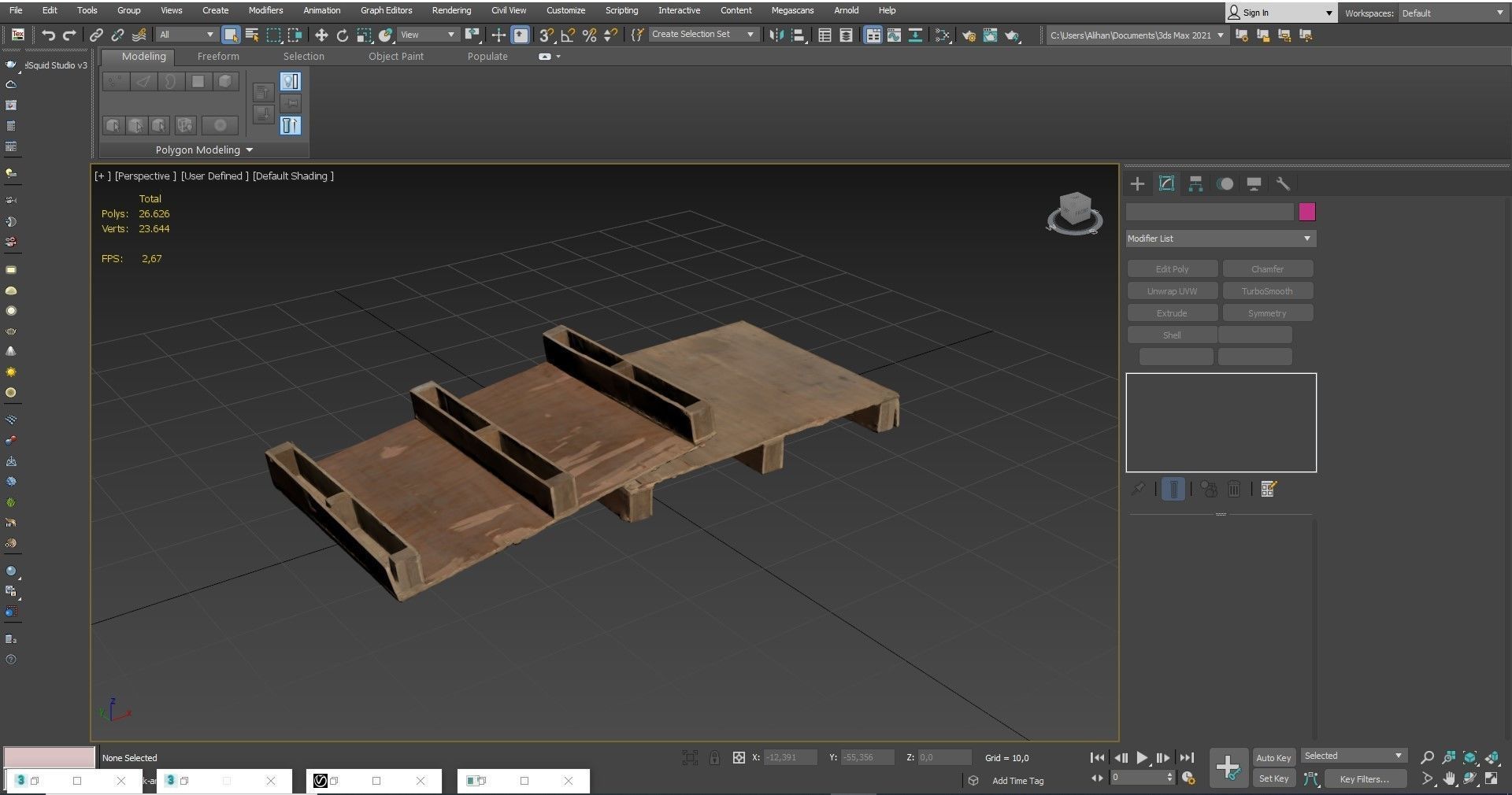 Wooden Pallet 2 Low-poly 3D model_2