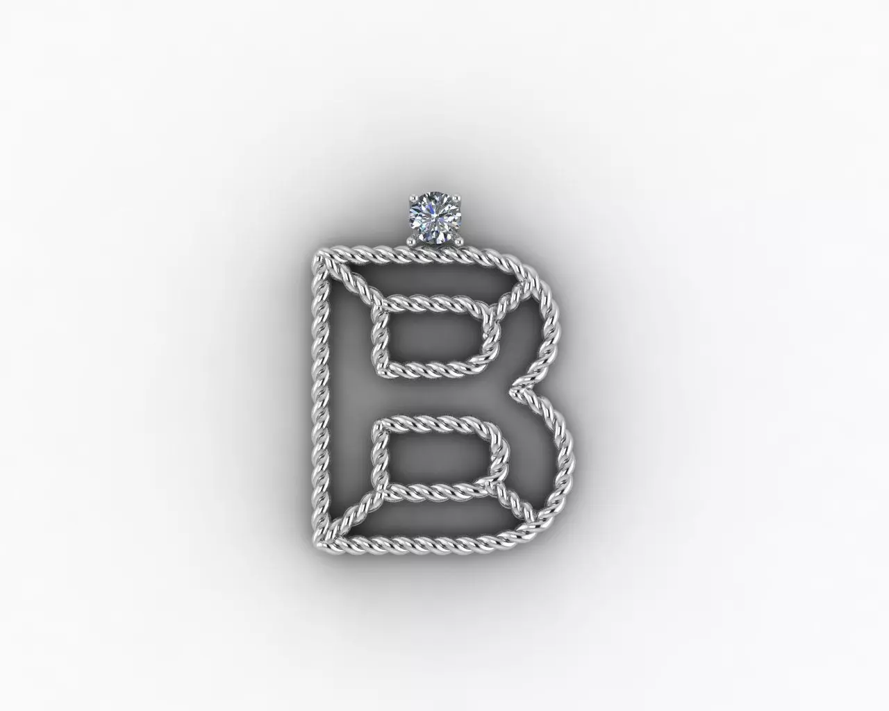 B letter pendant 3D print model_0