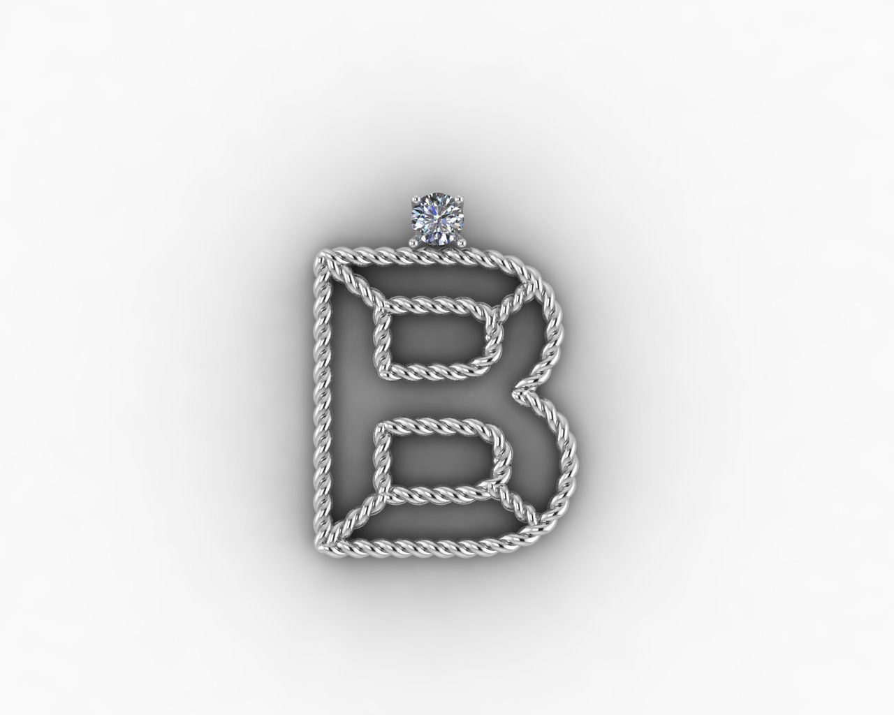 B letter pendant 3D print model_1