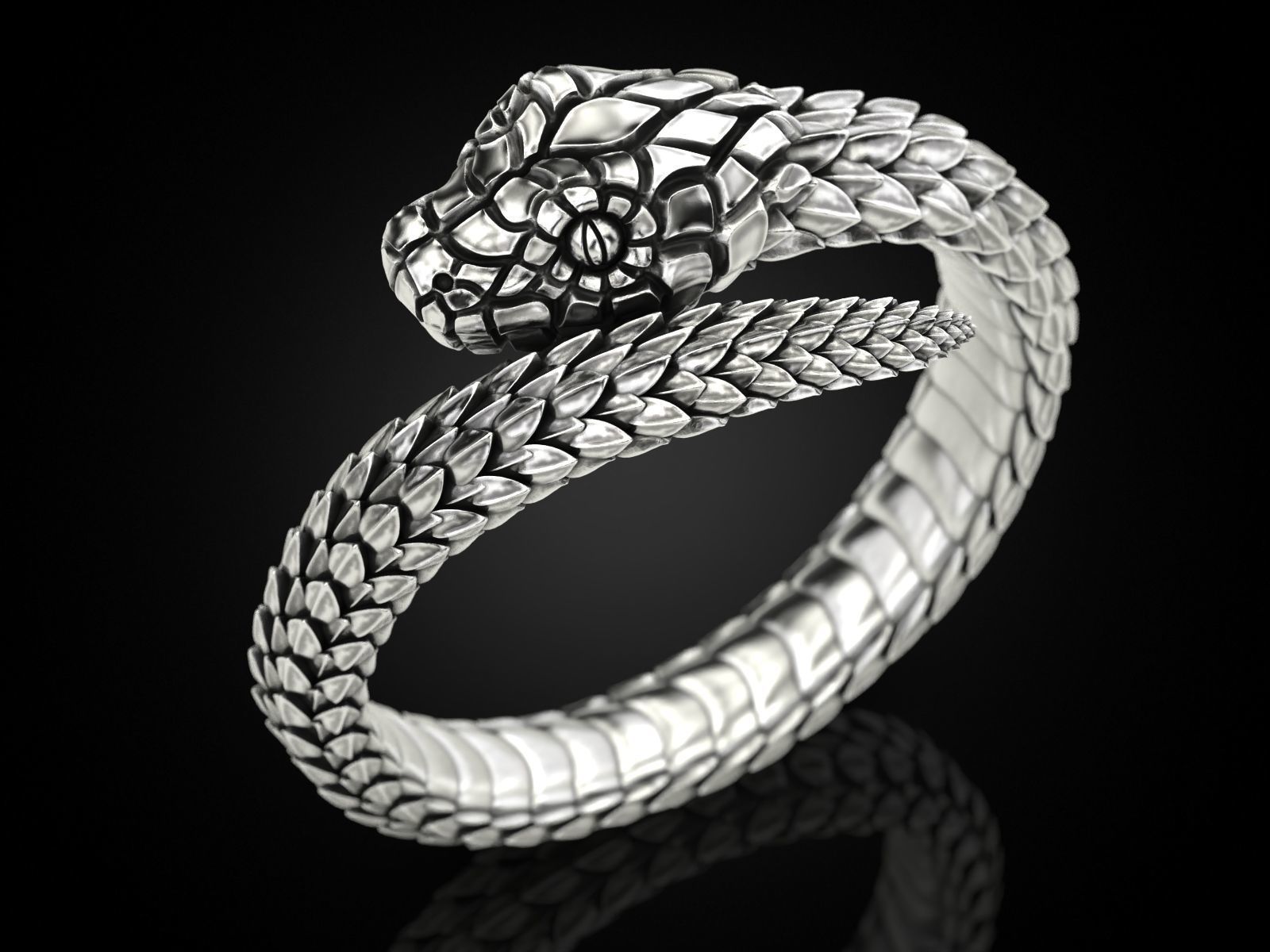 Snake ring around the finger Nomad 3D print model_10