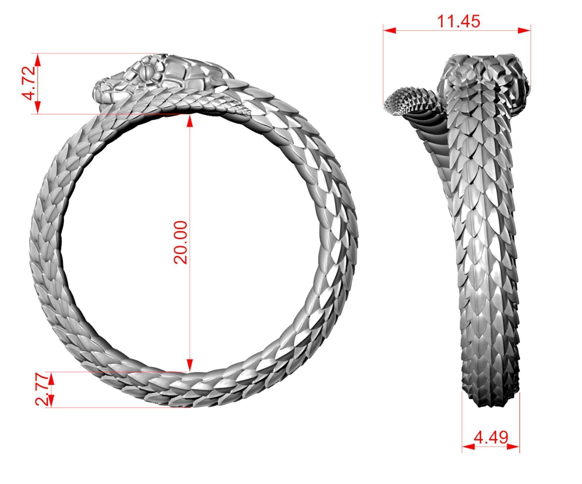 Snake ring around the finger Nomad 3D print model_6