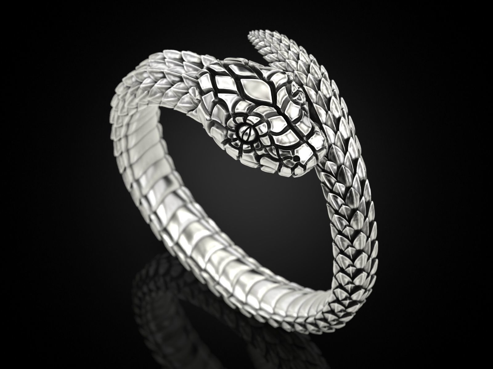 Snake ring around the finger Nomad 3D print model_12