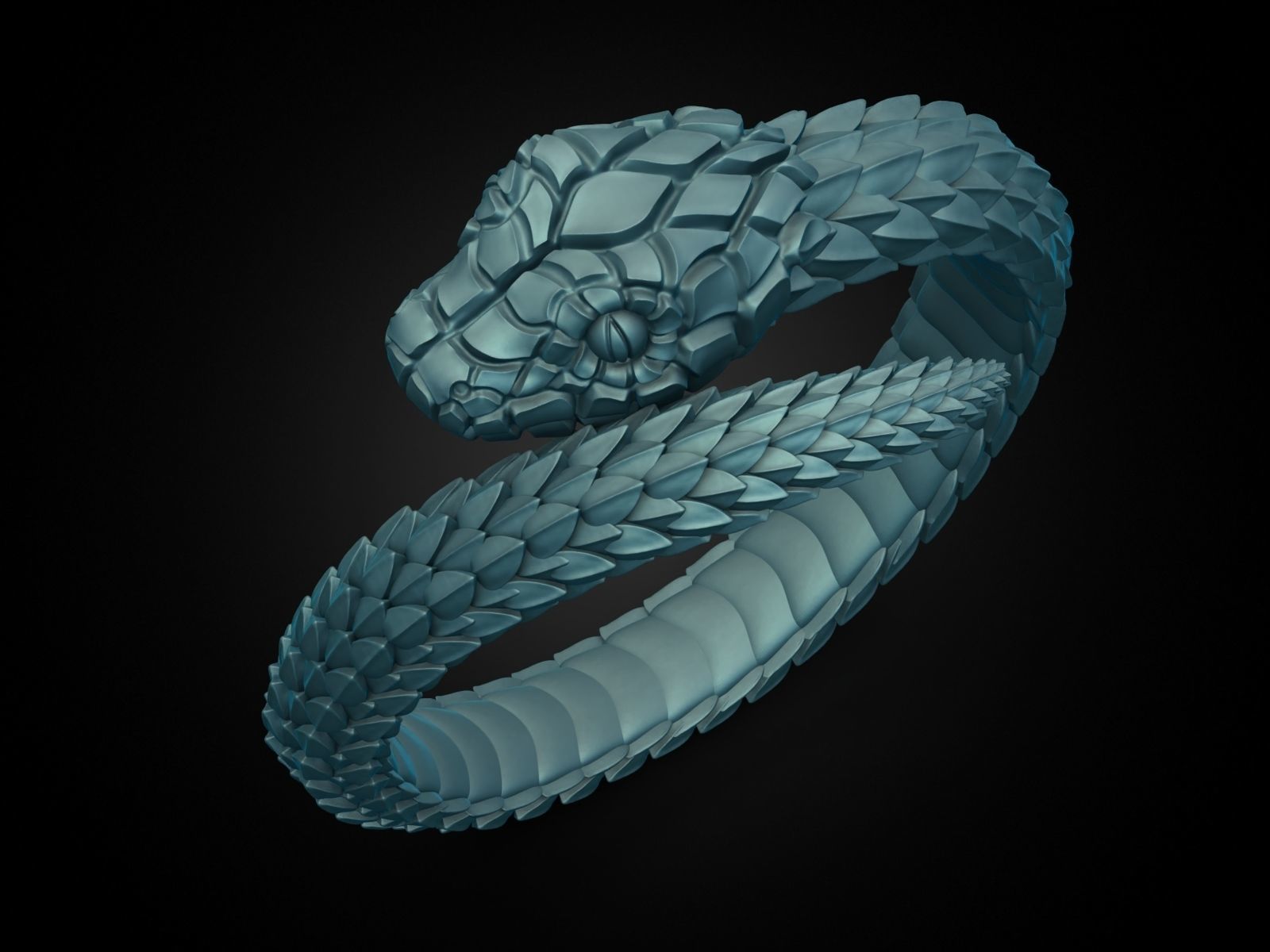 Snake ring around the finger Nomad 3D print model_7