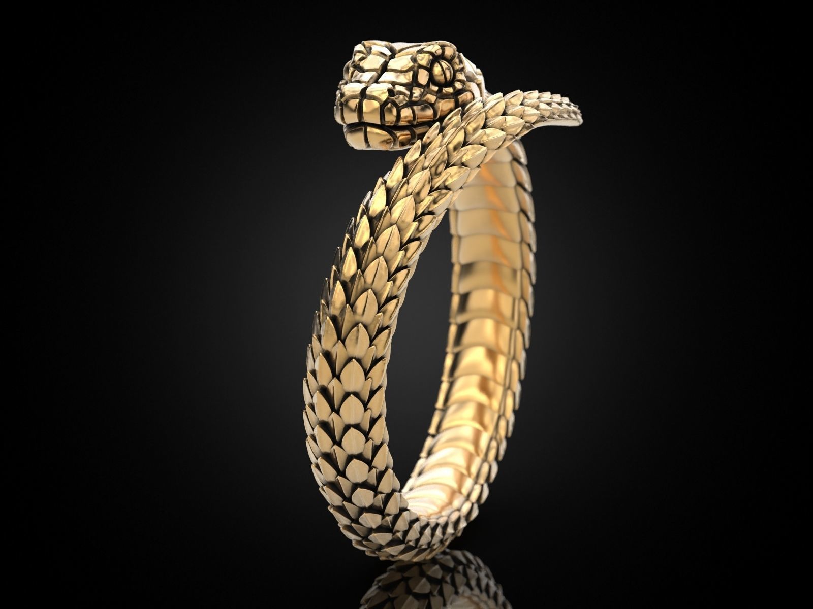 Snake ring around the finger Nomad 3D print model_3