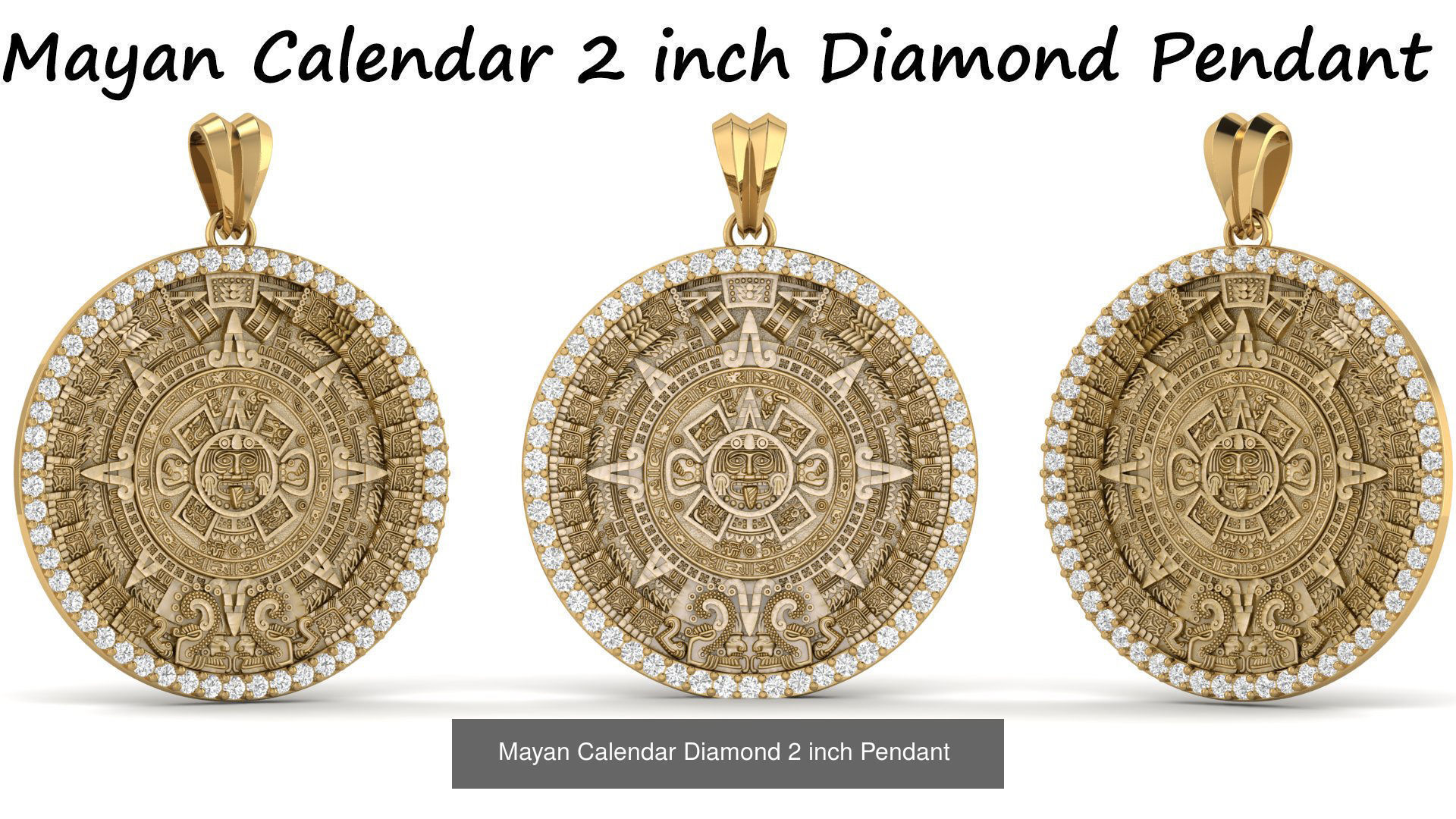 Mayan Calendar Diamond Pendant Combination of 4  3D Model Collection_4