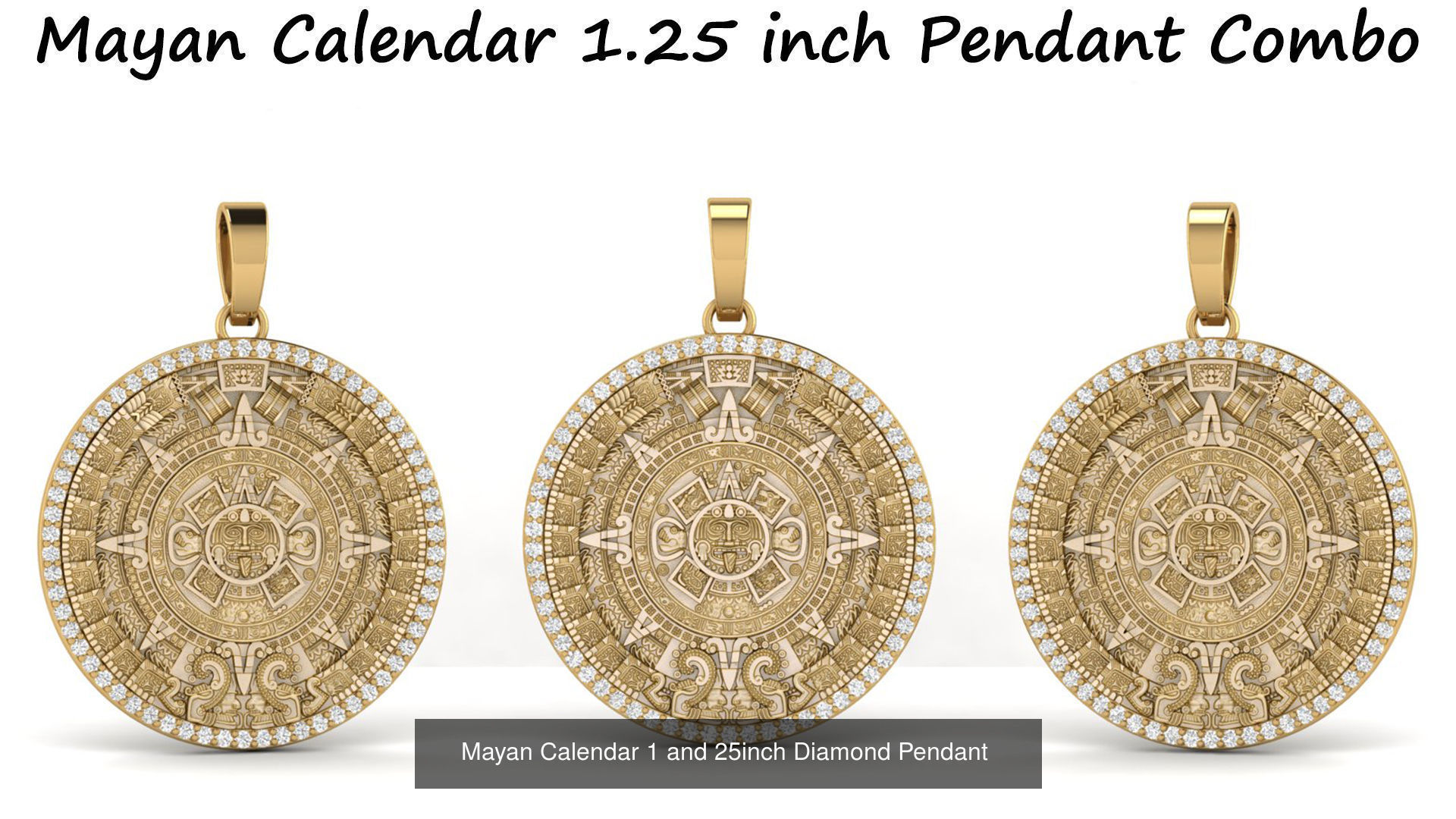 Mayan Calendar Diamond Pendant Combination of 4  3D Model Collection_2