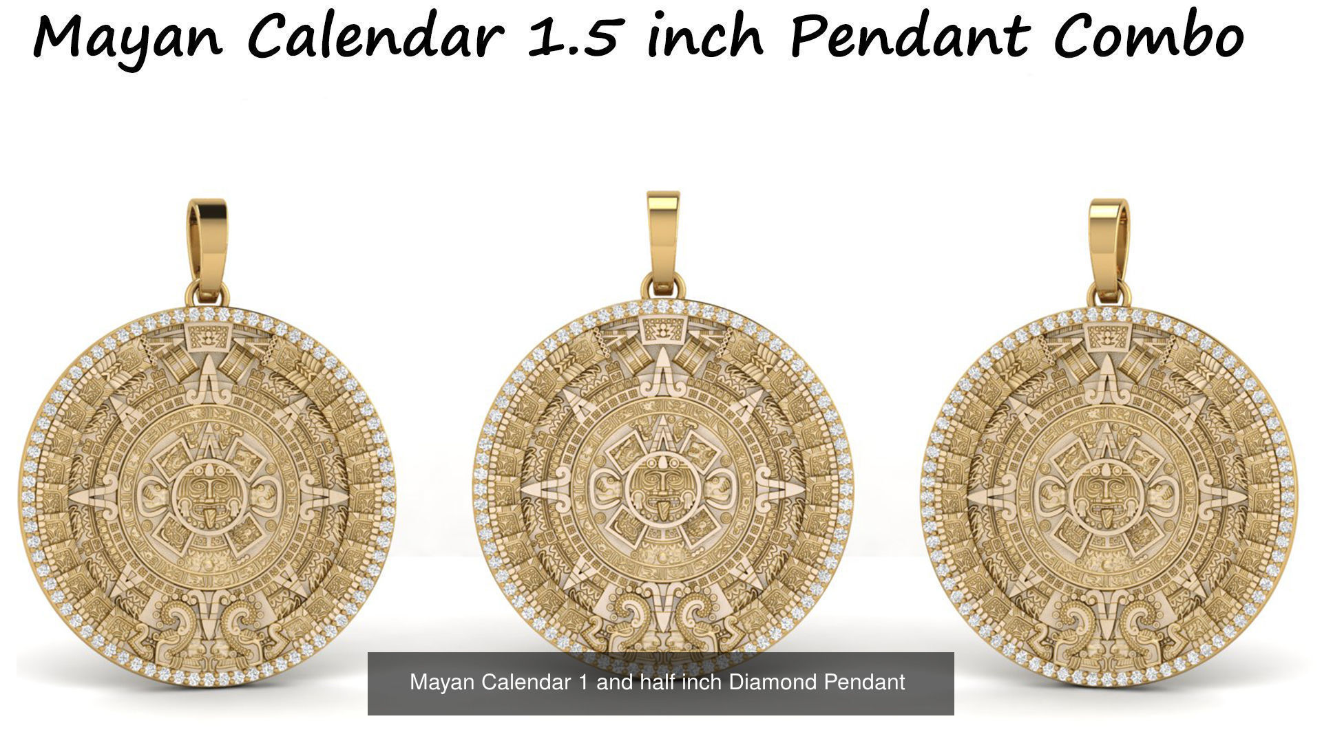 Mayan Calendar Diamond Pendant Combination of 4  3D Model Collection_3