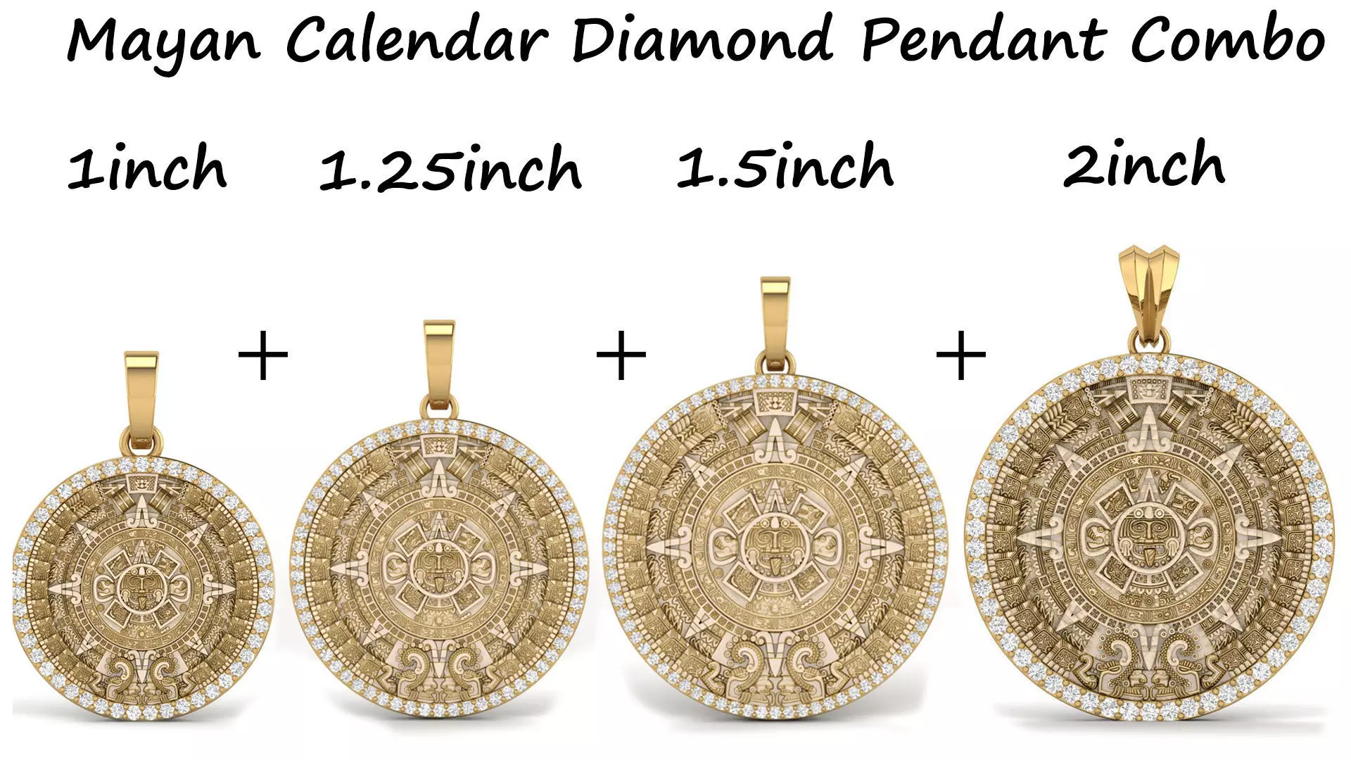 Mayan Calendar Diamond Pendant Combination of 4  3D Model Collection_0