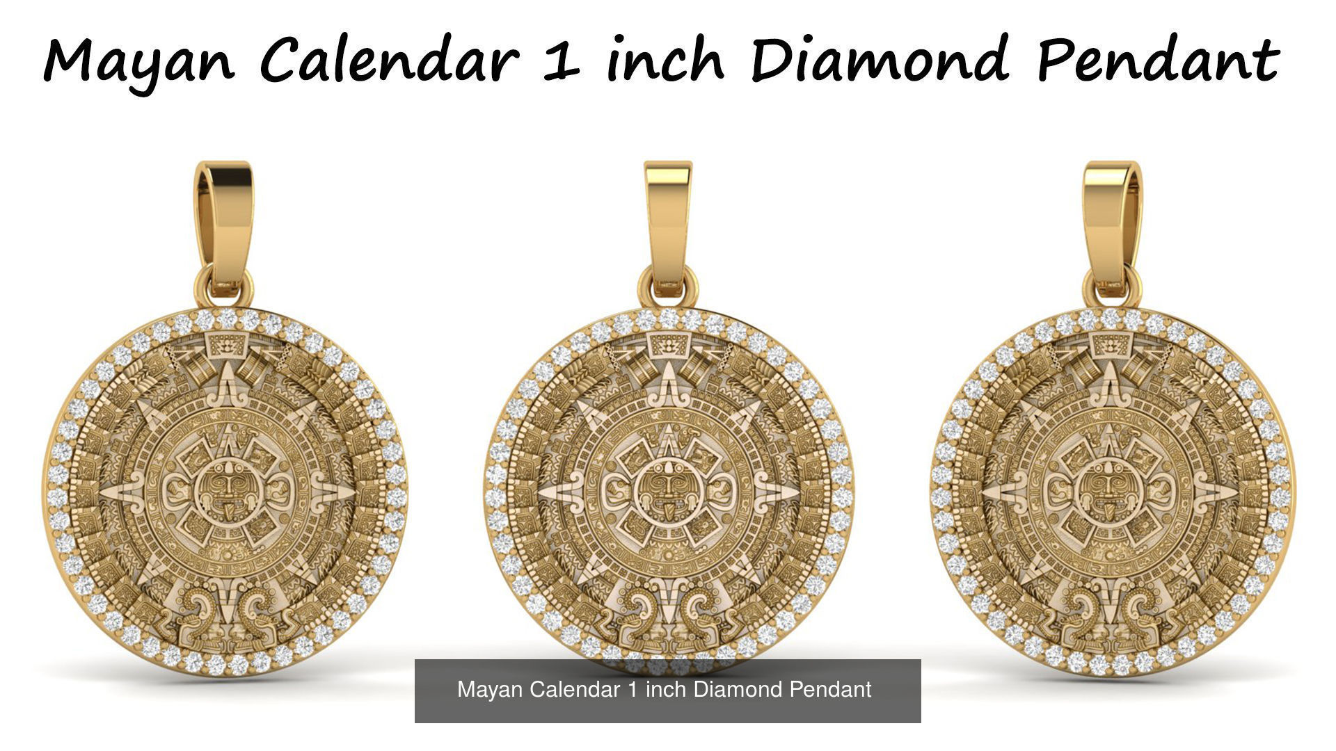 Mayan Calendar Diamond Pendant Combination of 4  3D Model Collection_1