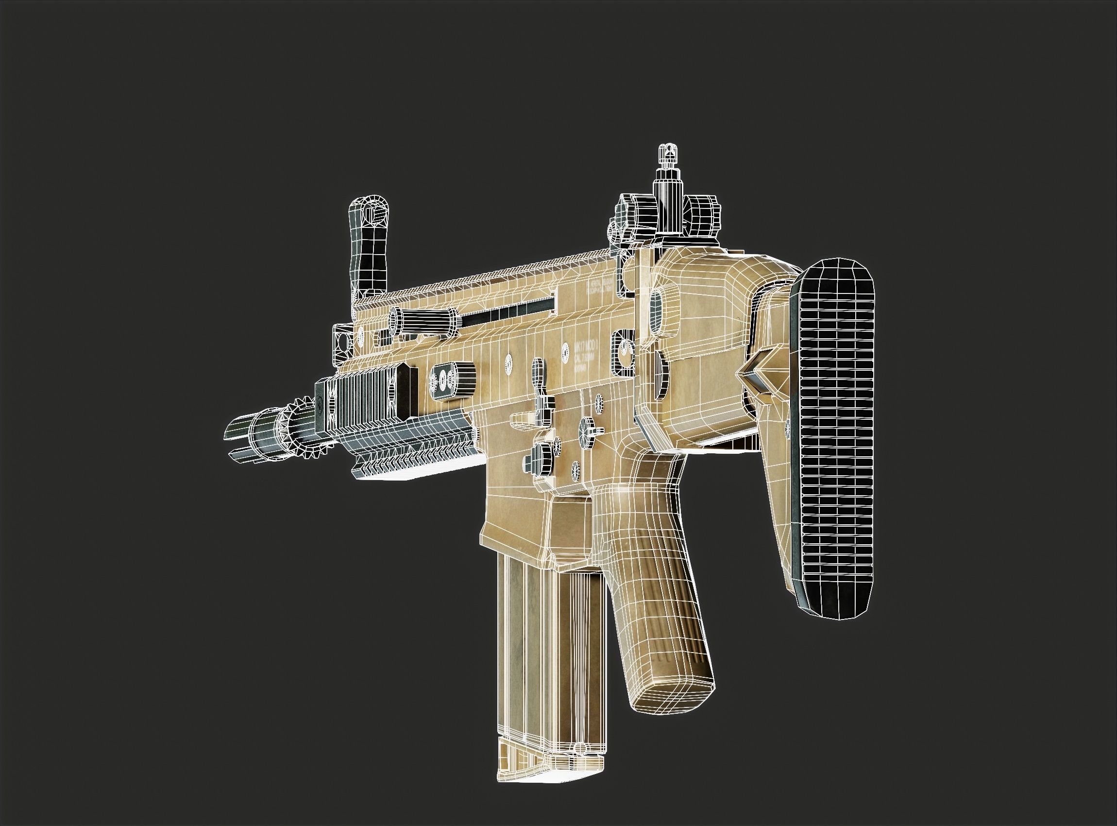 Human Hand and Assault Rifle  Low-poly 3D model_43