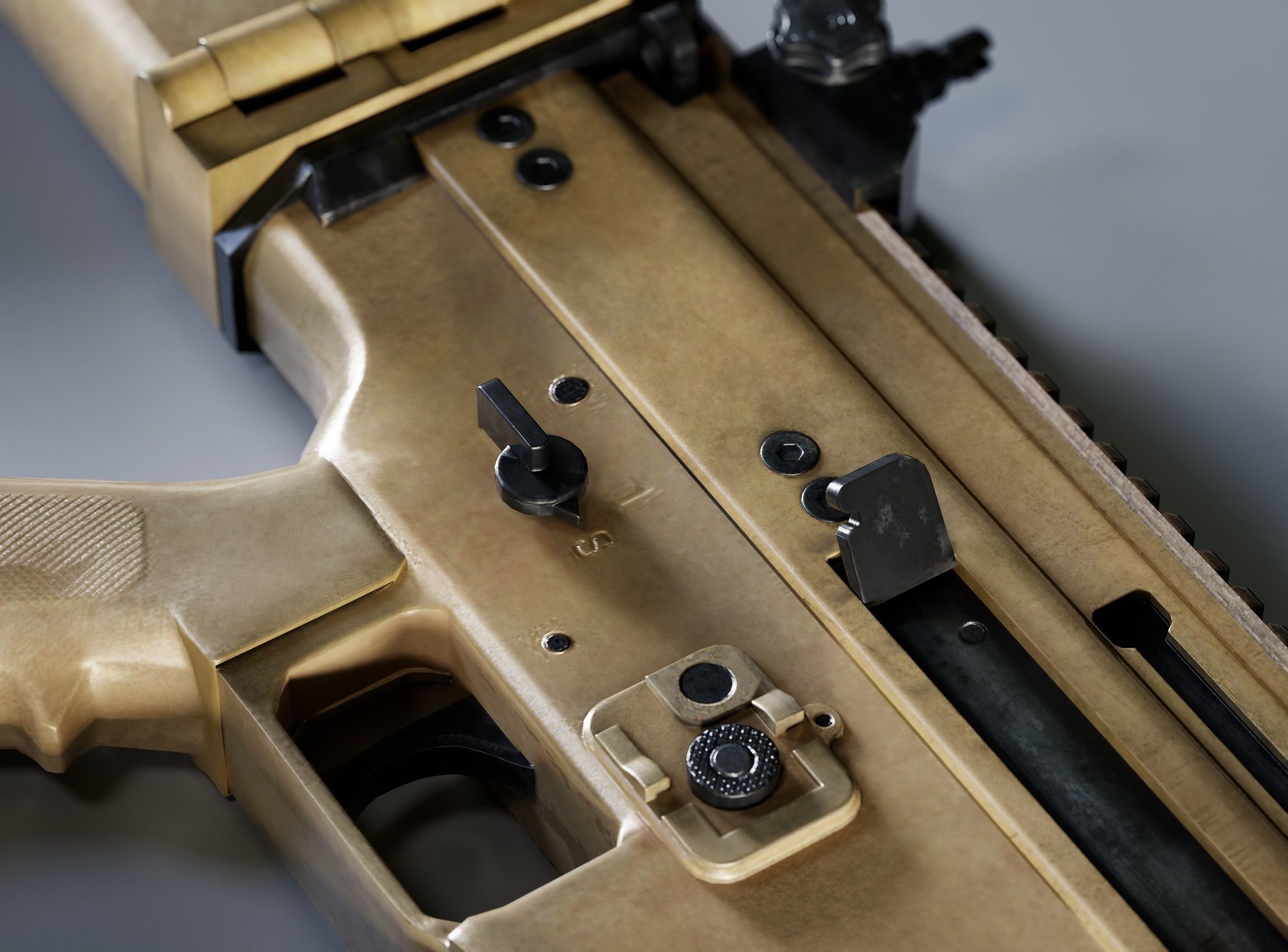 Human Hand and Assault Rifle  Low-poly 3D model_38