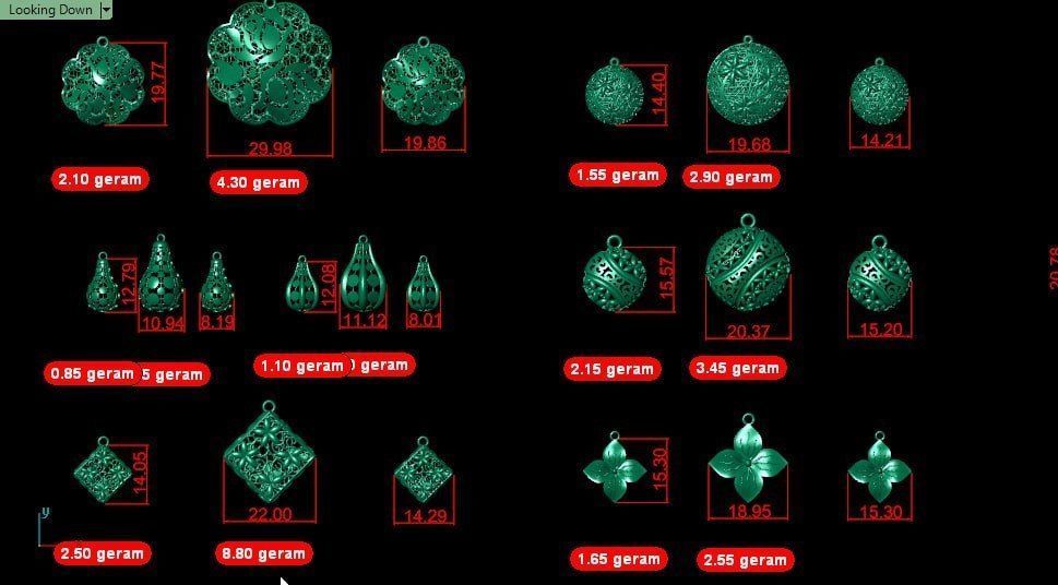 16 set of pendant with earings pack 3D print model_8