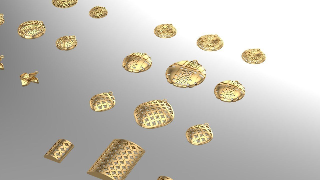 16 set of pendant with earings pack 3D print model_2