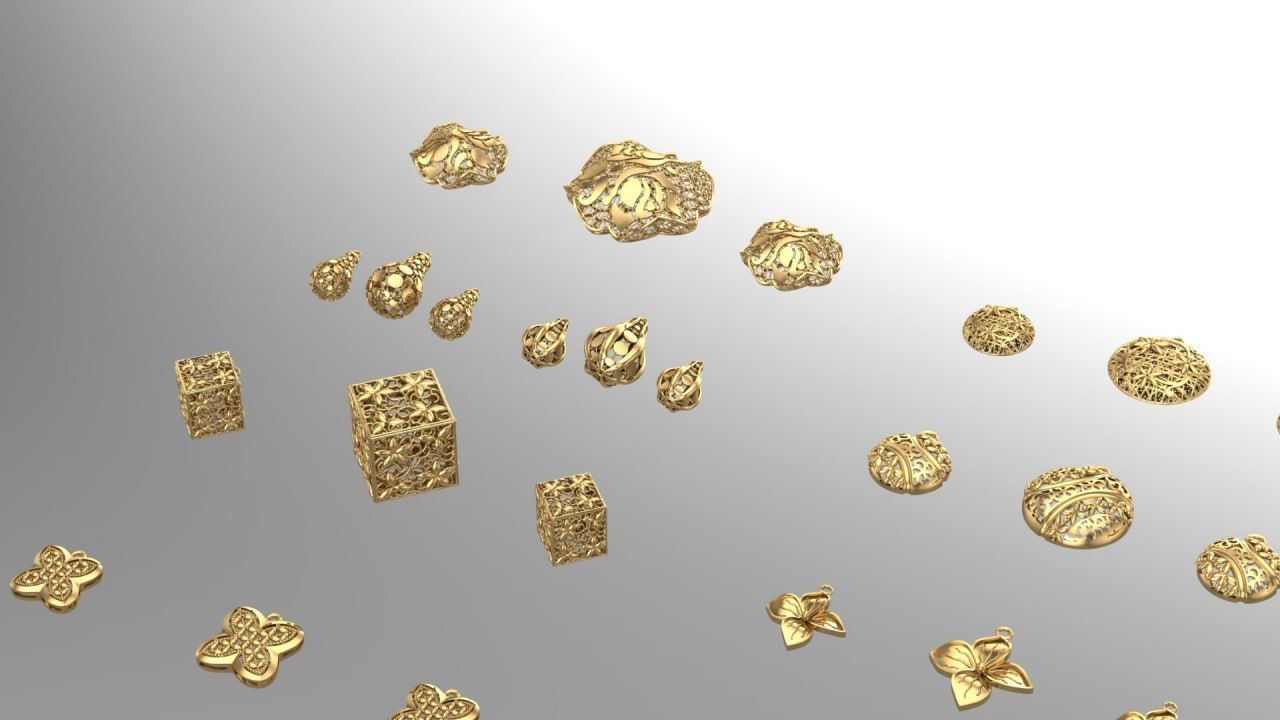 16 set of pendant with earings pack 3D print model_4