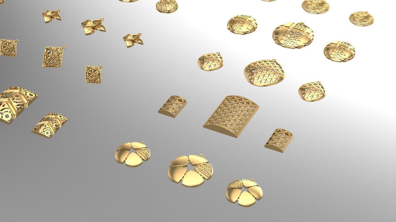 16 set of pendant with earings pack 3D print model_1