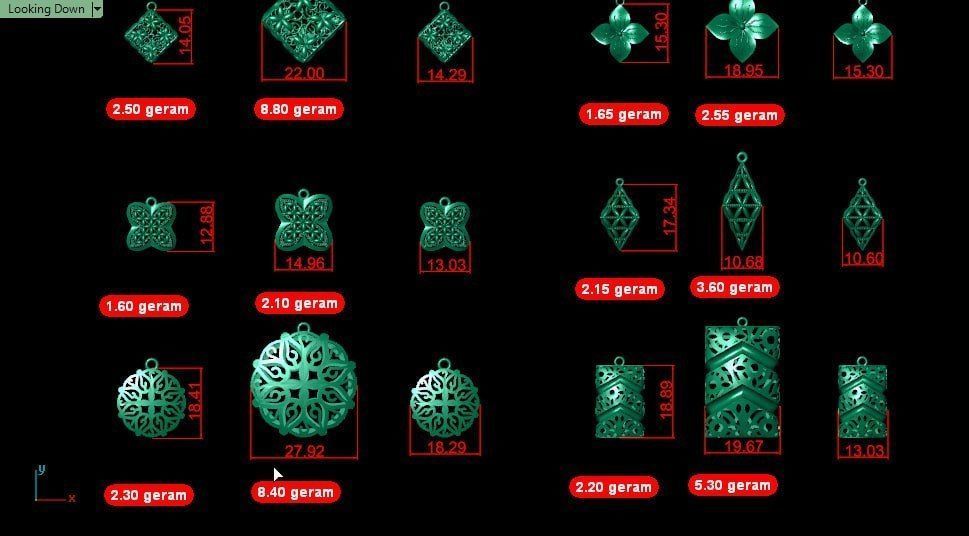 16 set of pendant with earings pack 3D print model_7