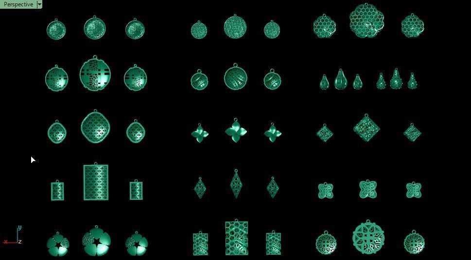 16 set of pendant with earings pack 3D print model_5