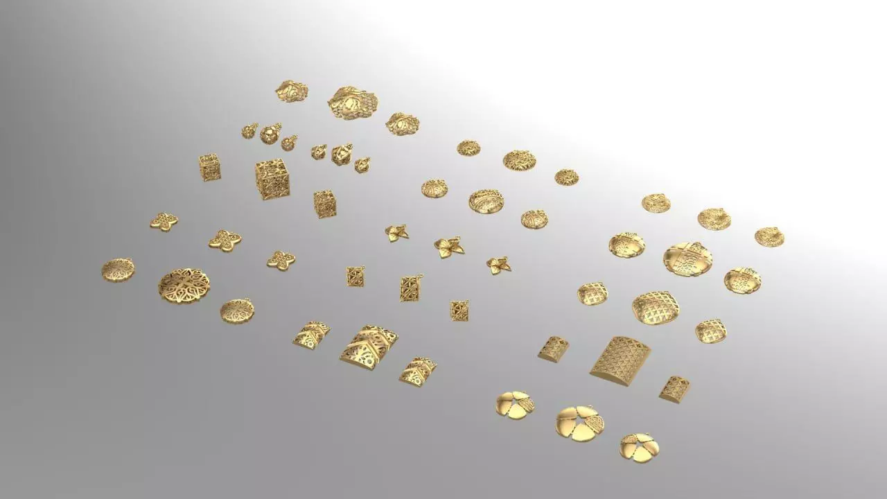 16 set of pendant with earings pack 3D print model_0