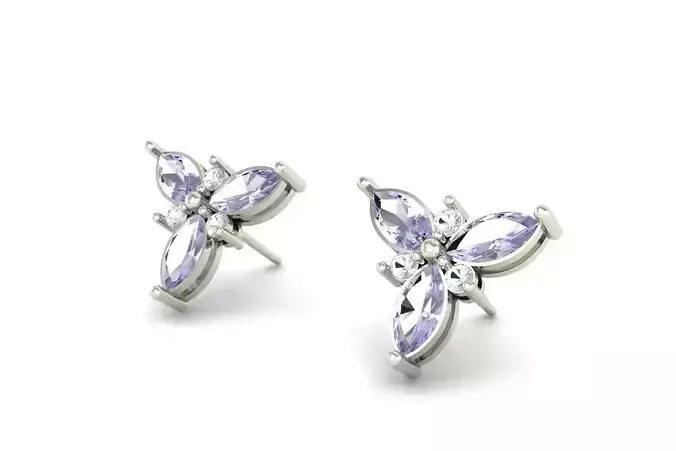 Three Stone Marquise Cut Earring E 21