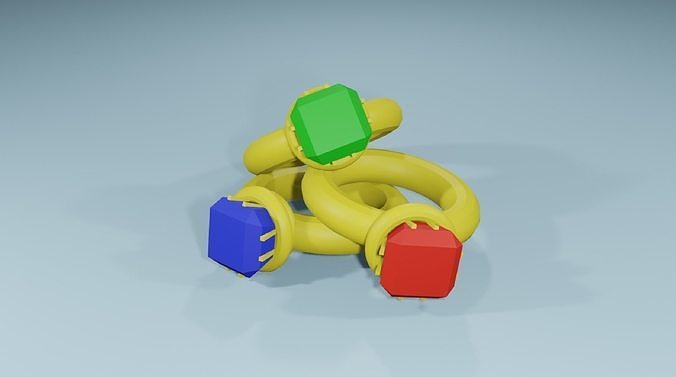 rings with gamstones Free low-poly 3D model