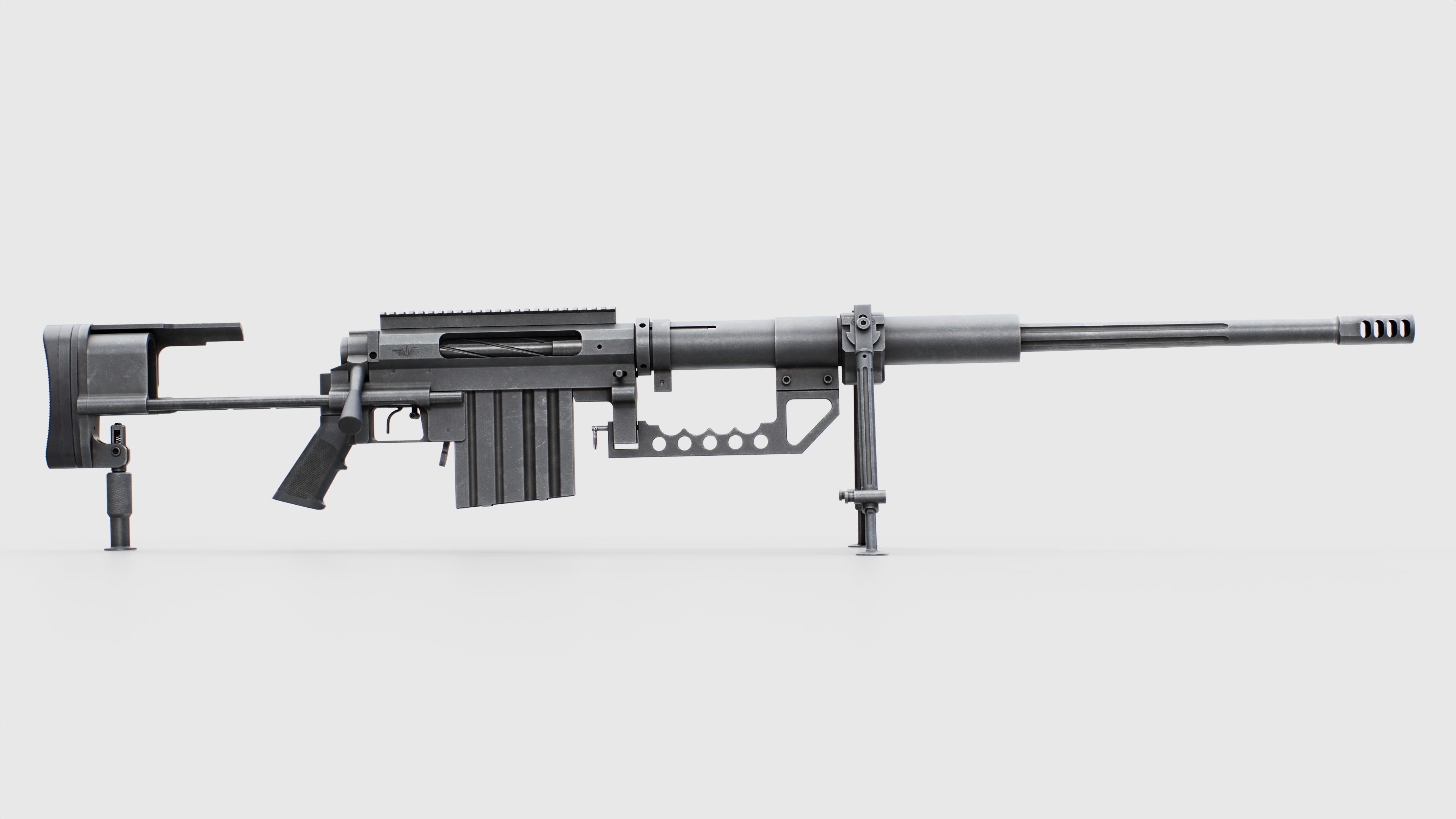 CheyTac M200 Intervention Sniper Rifle Low-poly 3D model_2