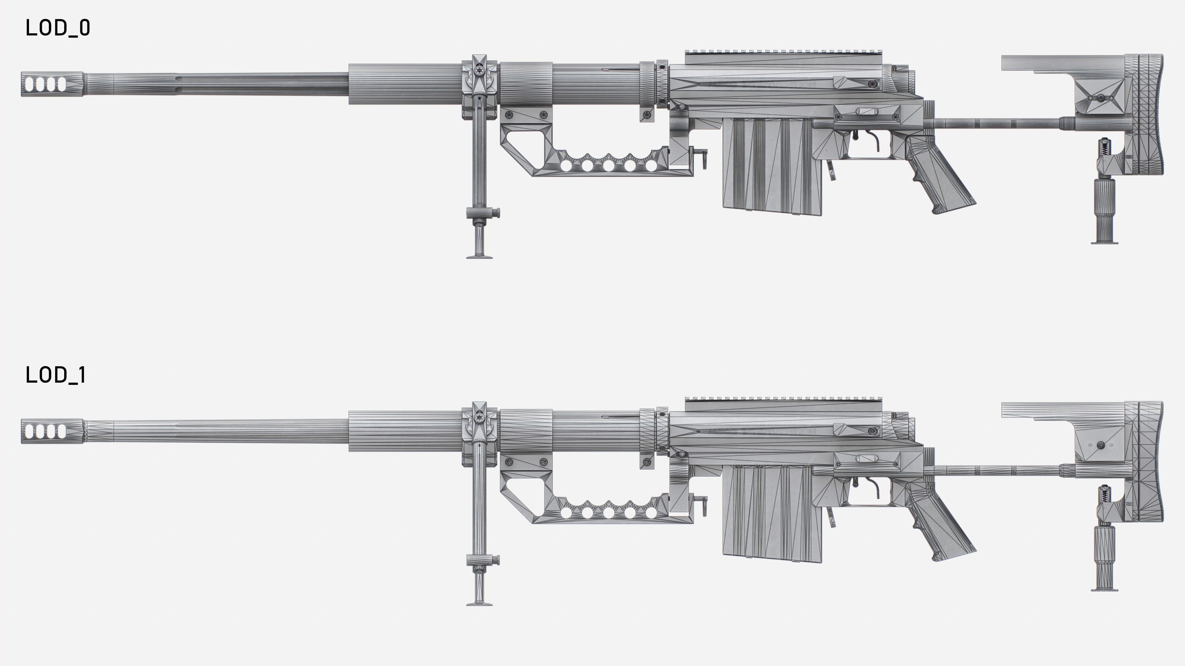 CheyTac M200 Intervention Sniper Rifle Low-poly 3D model_35