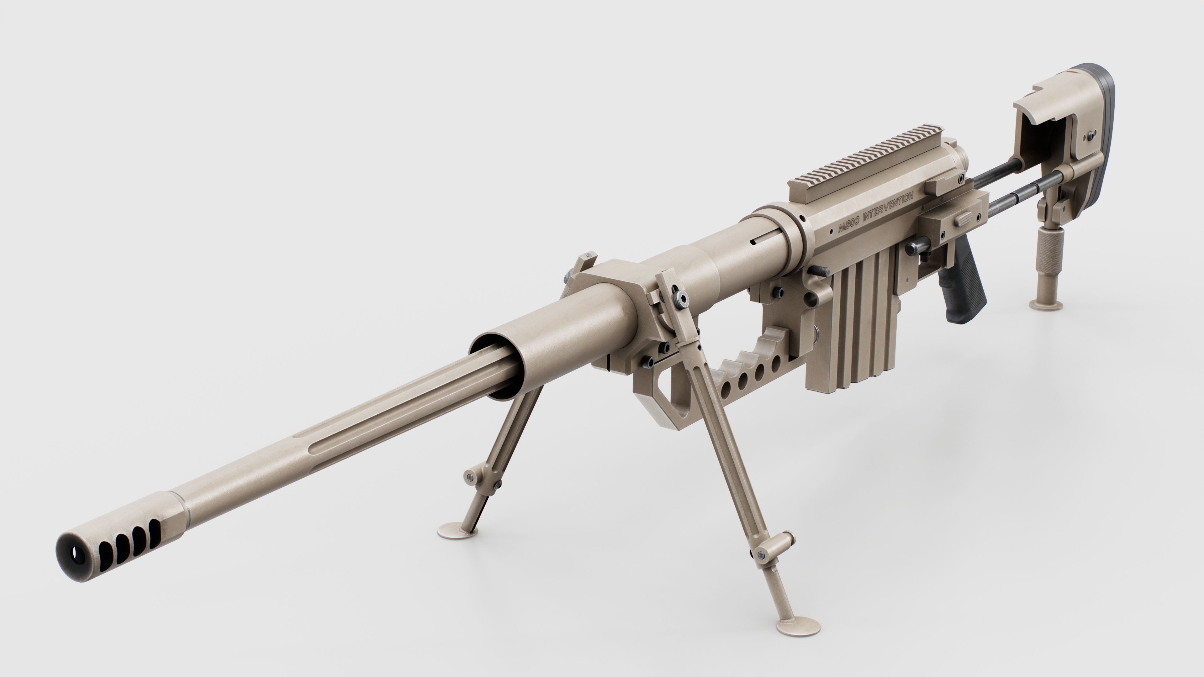 CheyTac M200 Intervention Sniper Rifle Low-poly 3D model_12