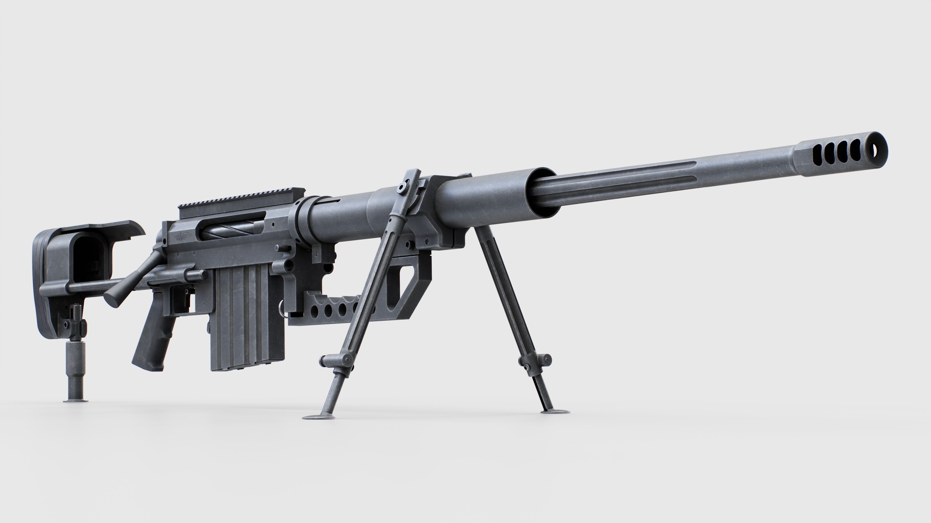 CheyTac M200 Intervention Sniper Rifle Low-poly 3D model_6
