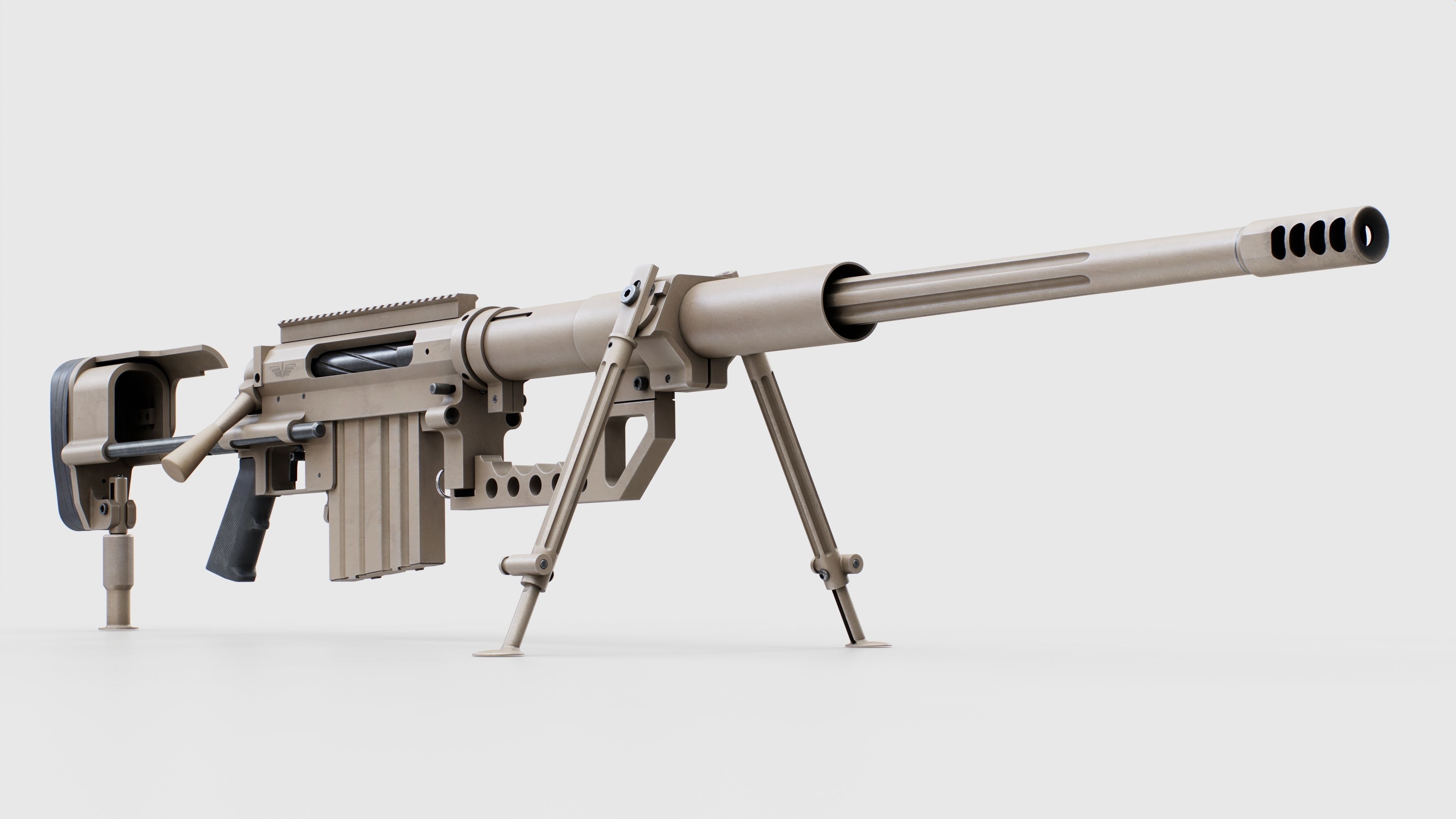CheyTac M200 Intervention Sniper Rifle Low-poly 3D model_8